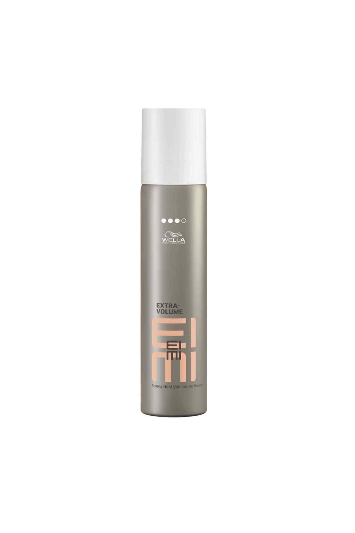Wella extra volume styling foam can with white cap, metallic silver body