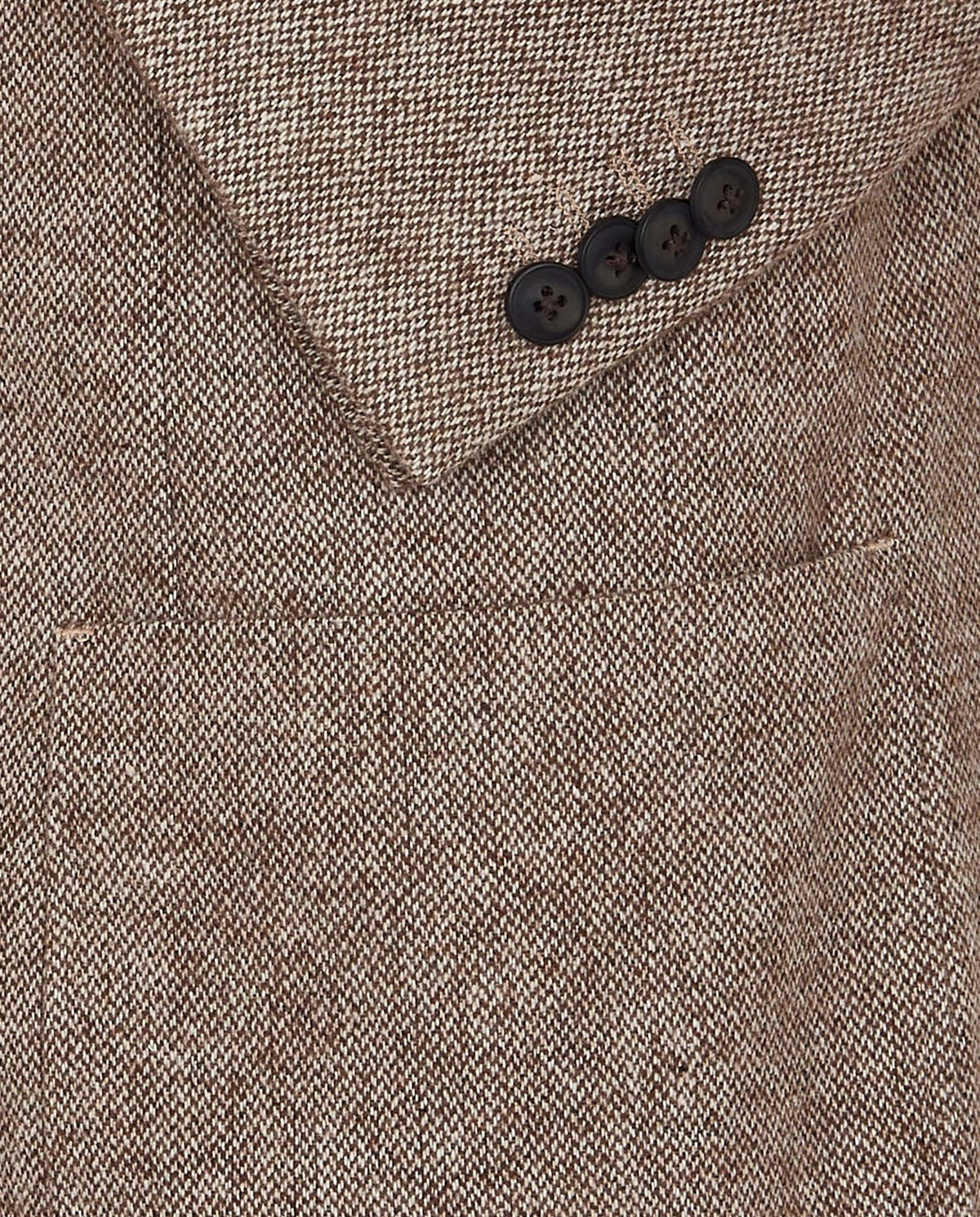 Camicissima men's brown textured blazer chest pocket and button detail close-up