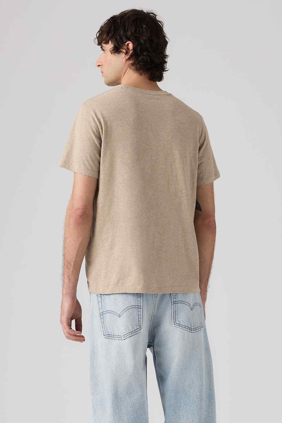 Levi's men's beige crewneck T-shirt, back view
