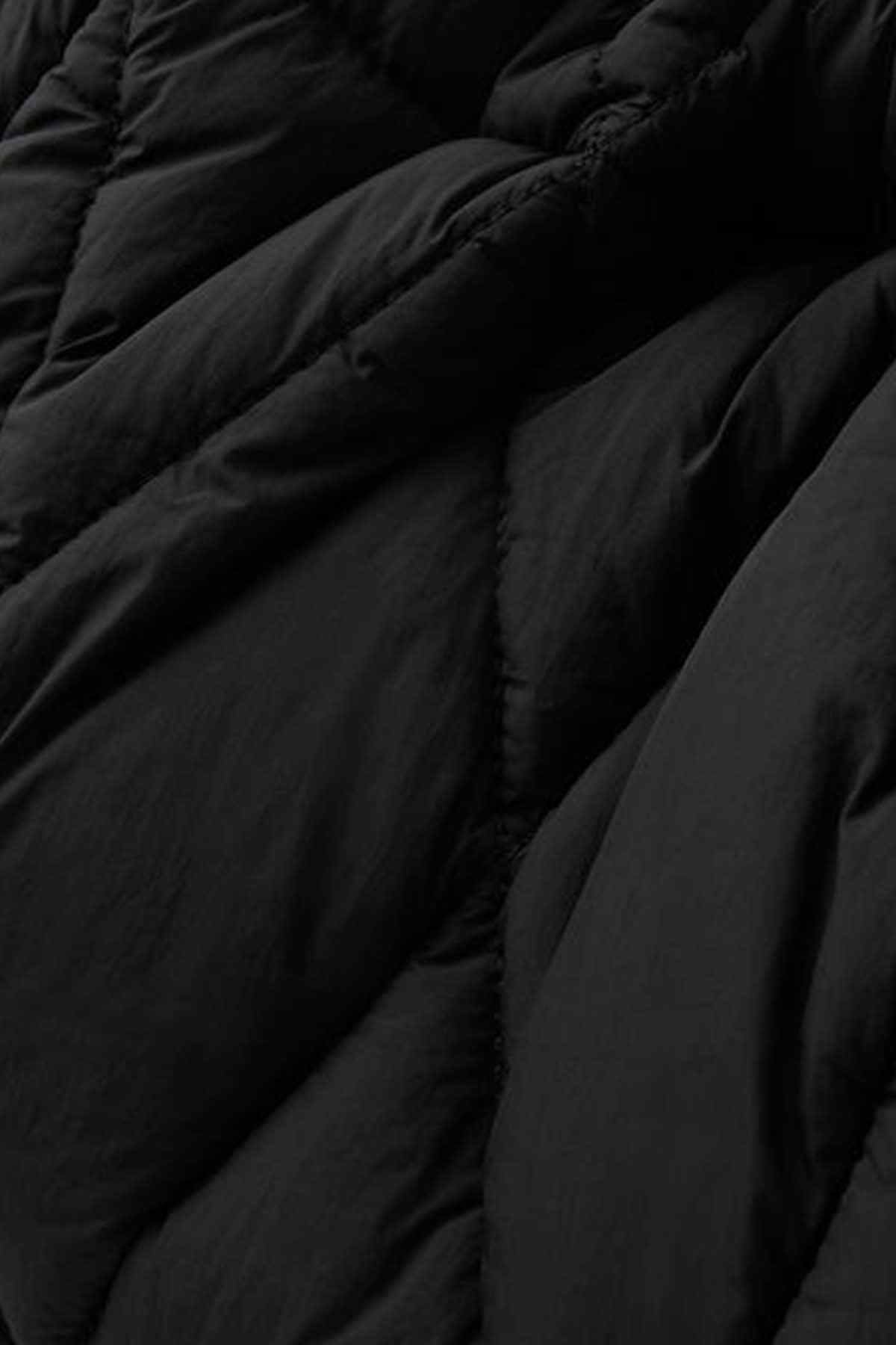 Black quilted fabric with soft, padded texture