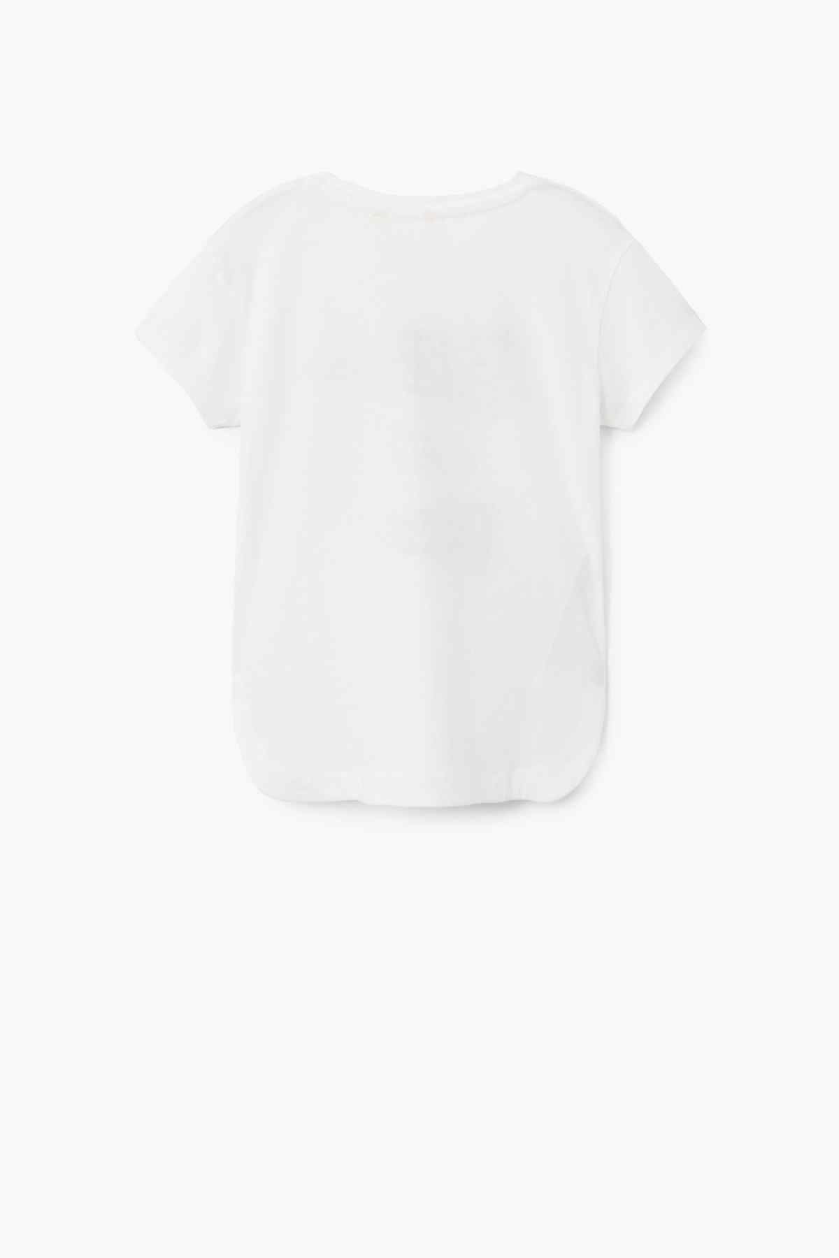 MANGO off-white T-shirt with plain back, short sleeves and round neckline
