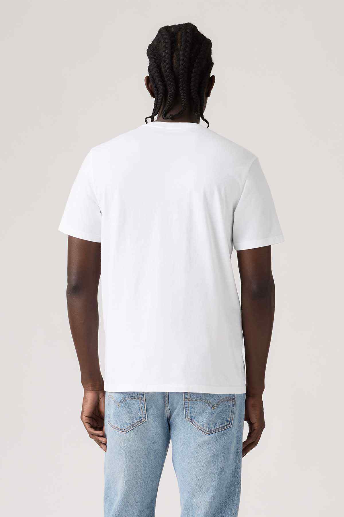 White T-shirt back view, short sleeves, crew neck