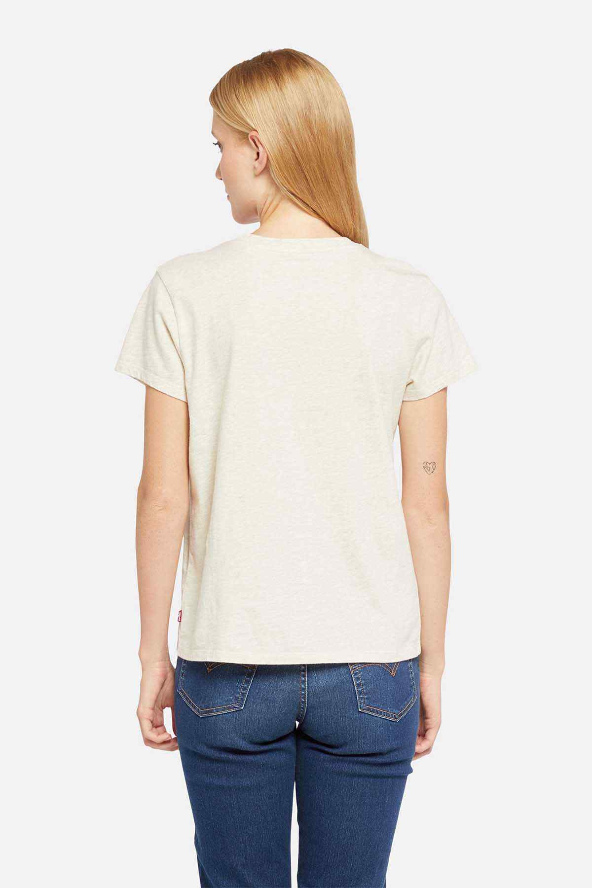 Cream graphic T-shirt, back view, short sleeves