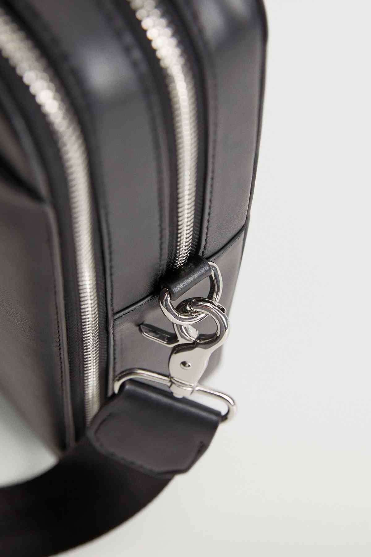 MANGO black briefcase bag with metal clasp and adjustable shoulder strap
