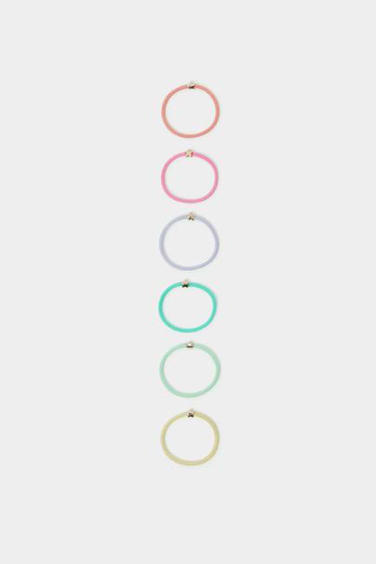 Pastel multi bangle set of 6 snap bracelets with star charms