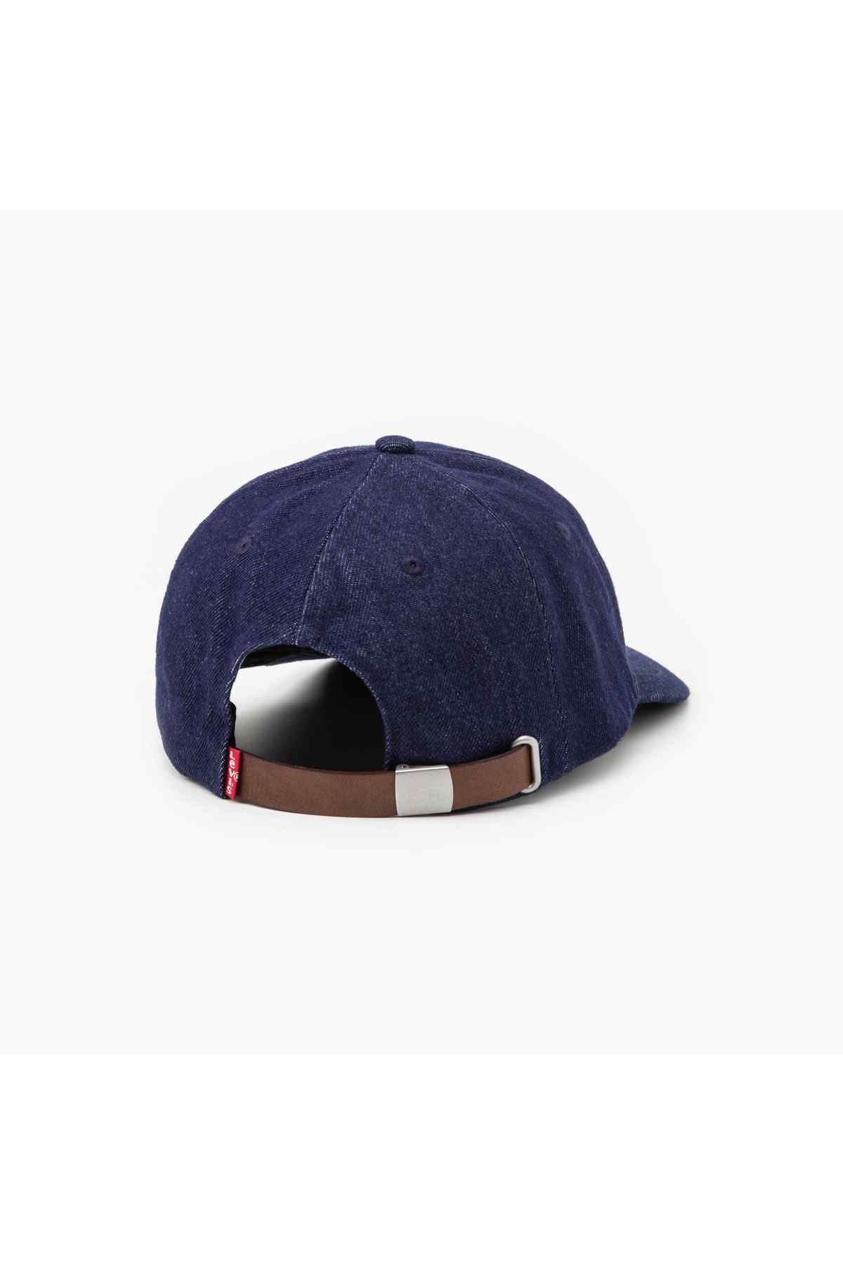 Levi's blue denim baseball cap with adjustable back strap and metal buckle