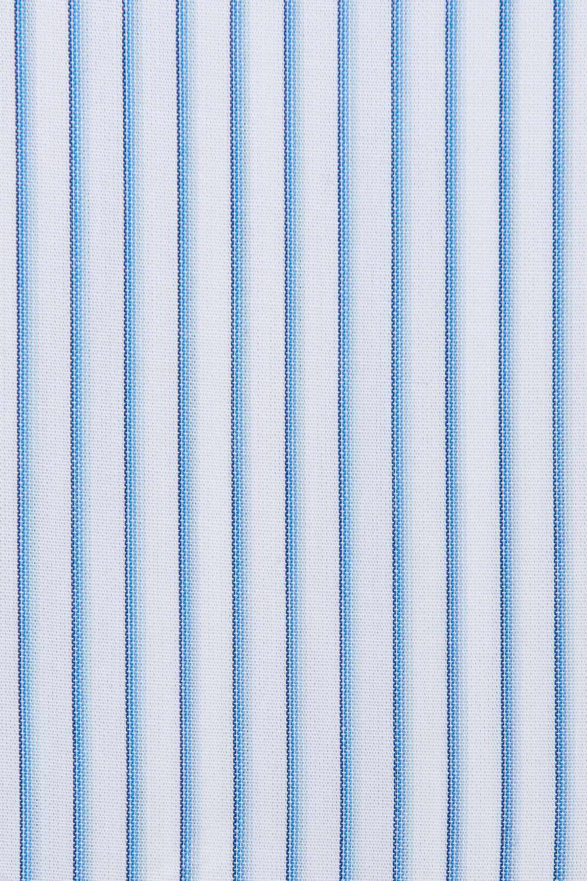 Light blue vertical striped fabric pattern with narrow light and dark bands