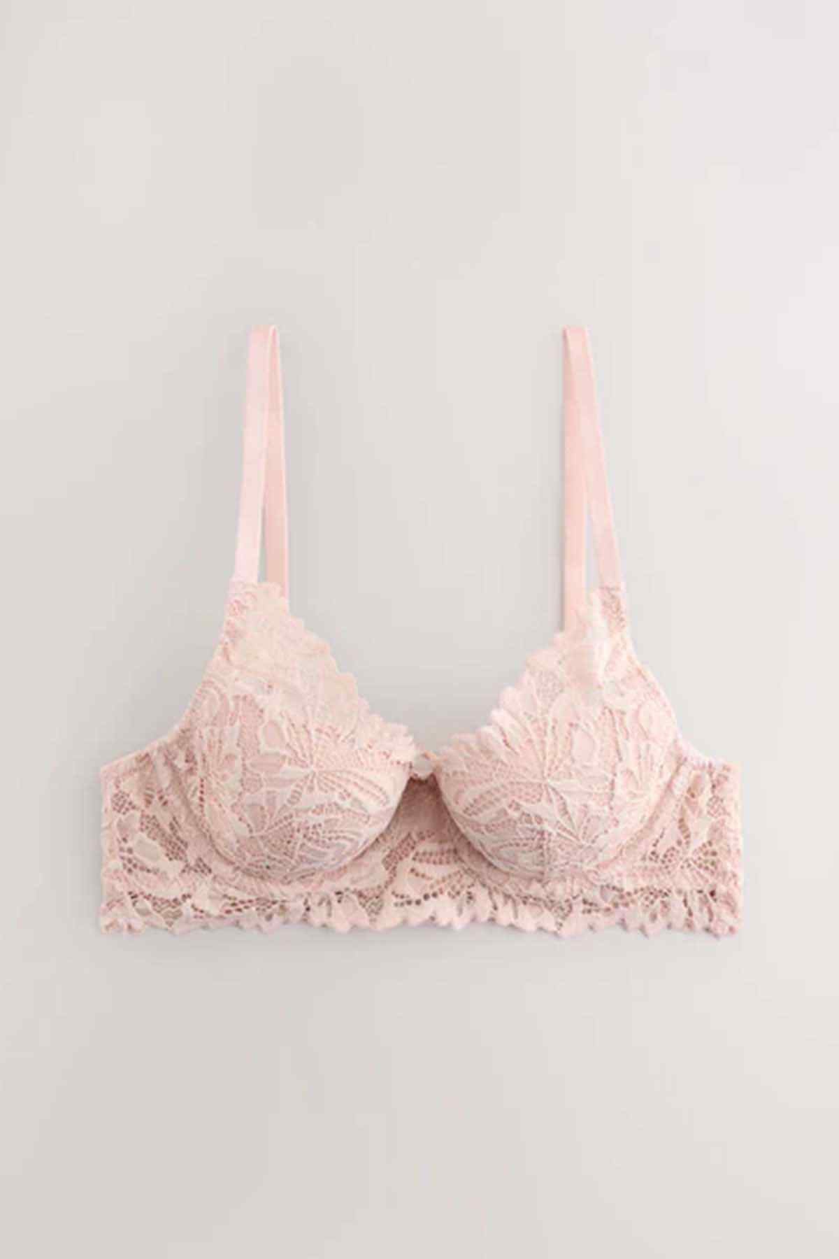 Light pink lace balconette bra
