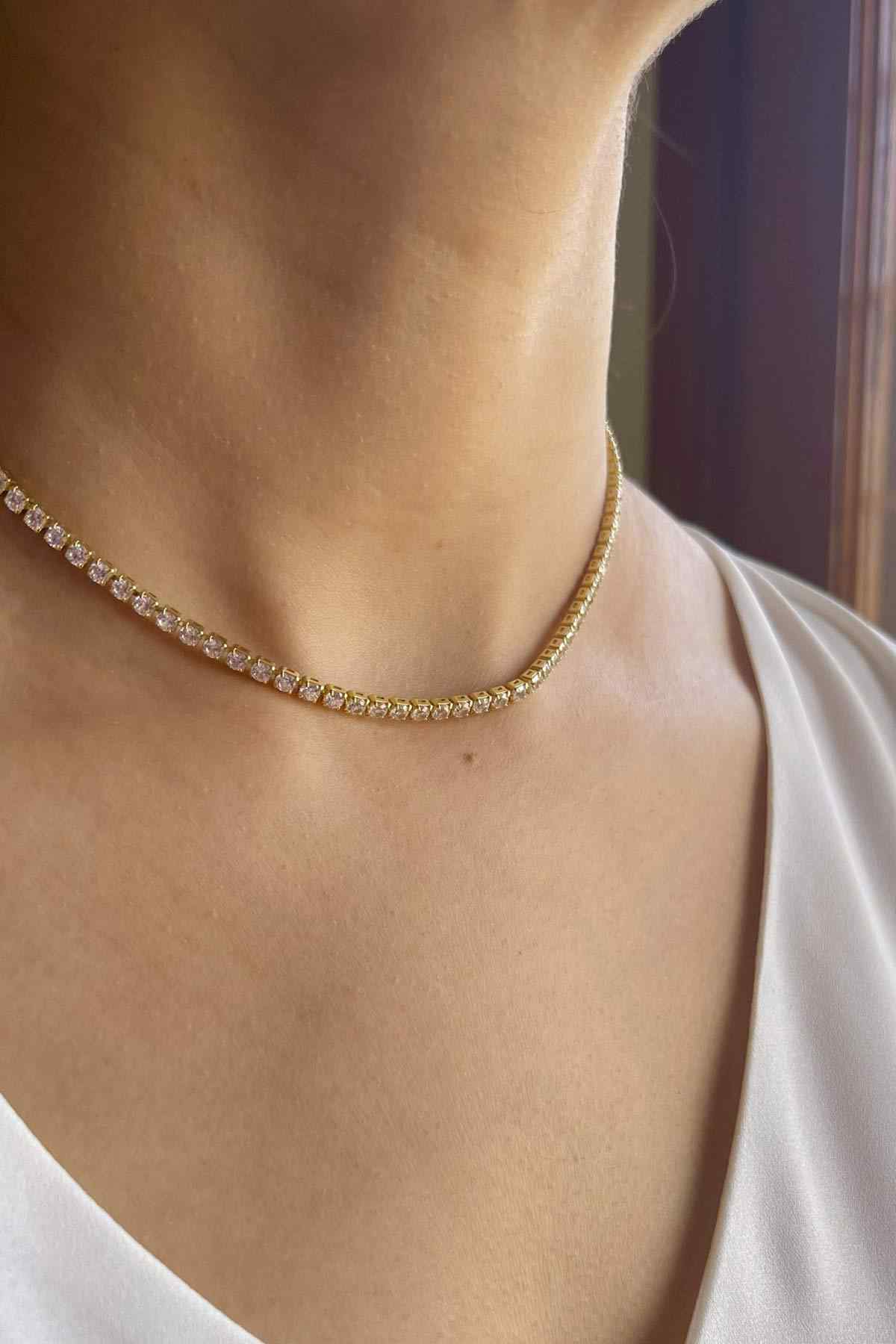 NOHO gold rhinestone choker-style necklace
