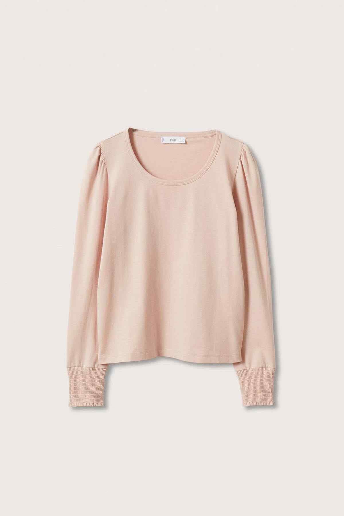 Pastel pink long-sleeve crew-neck sweatshirt, flat-lay front view