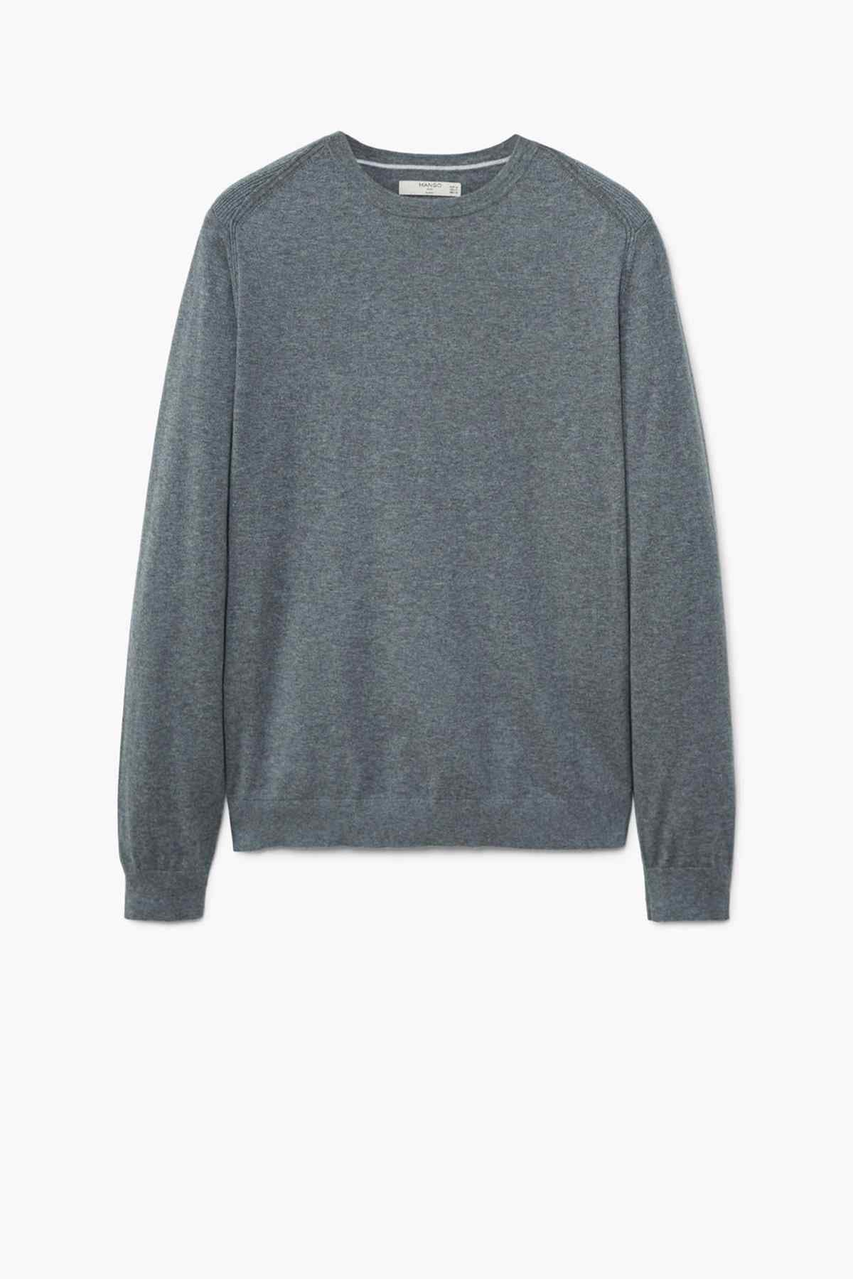 MANGO heather grey crewneck sweatshirt with long sleeves