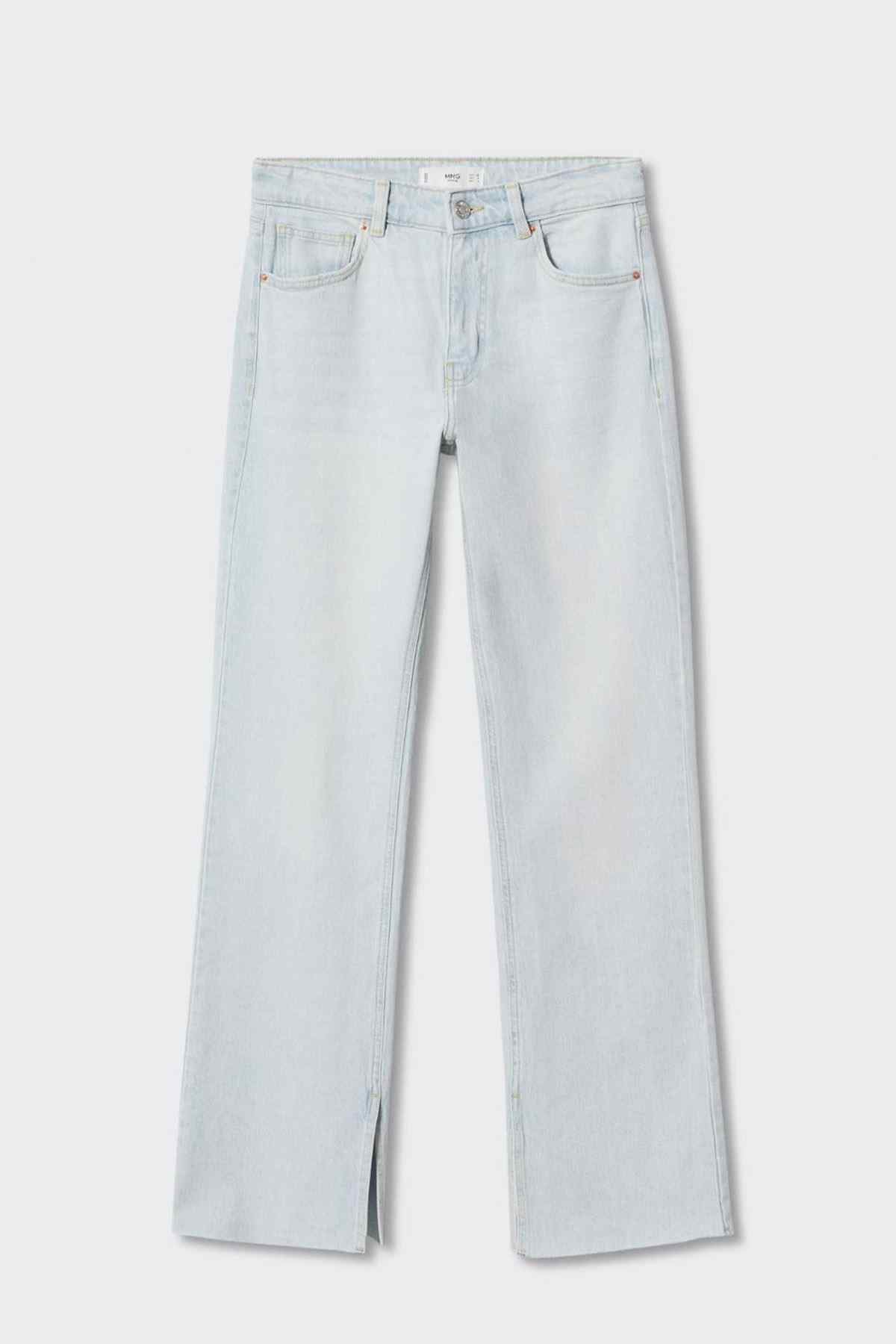MANGO bleach blue wide-leg jeans with belt loops and stitched front pockets