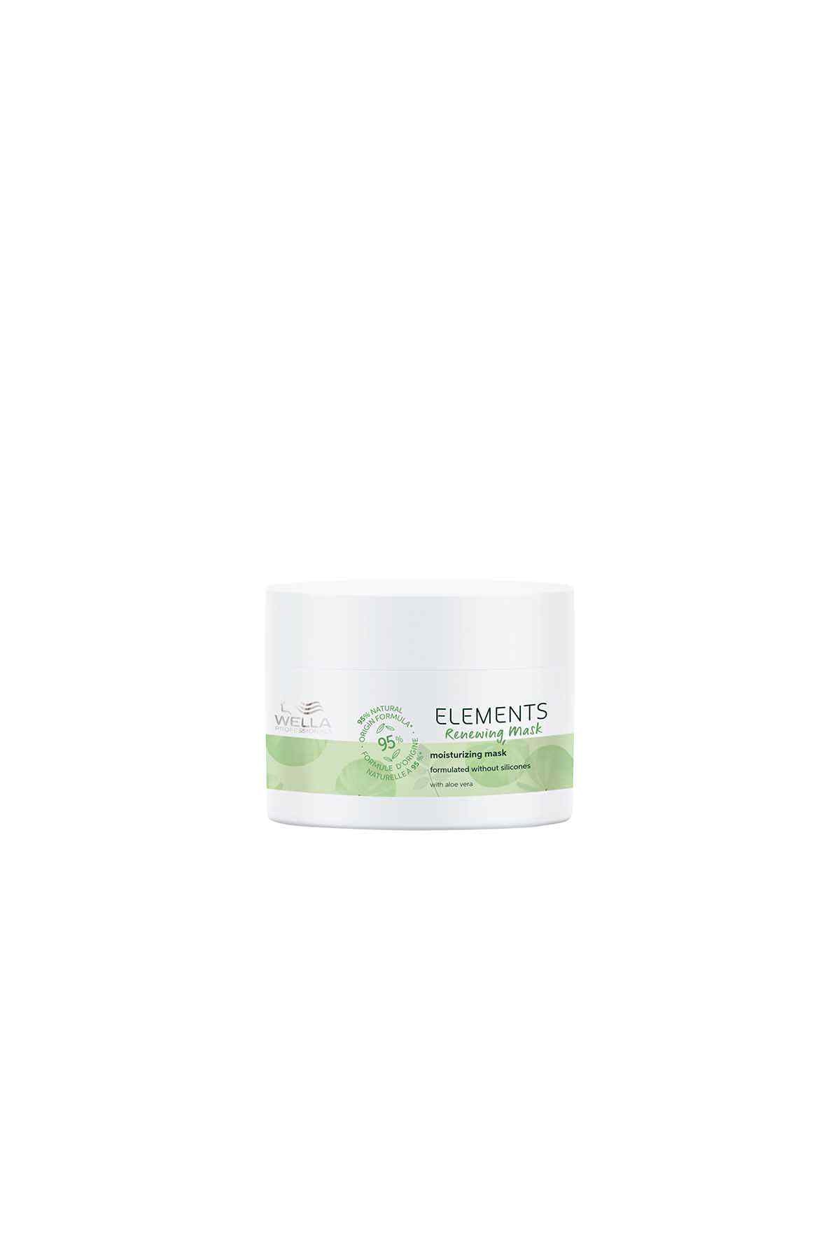 Wella Elements moisturizing mask in white plastic jar with front label