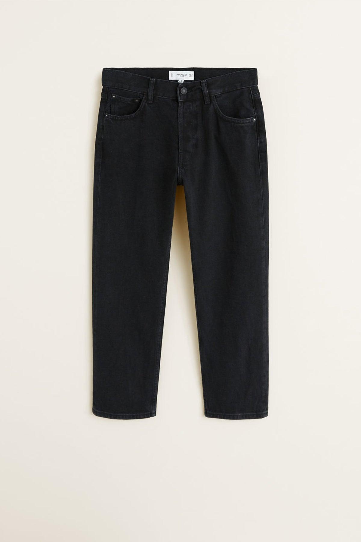 MANGO Sayana Organic Cotton Straight Jeans Black Denim Women Jeans AK Galleria