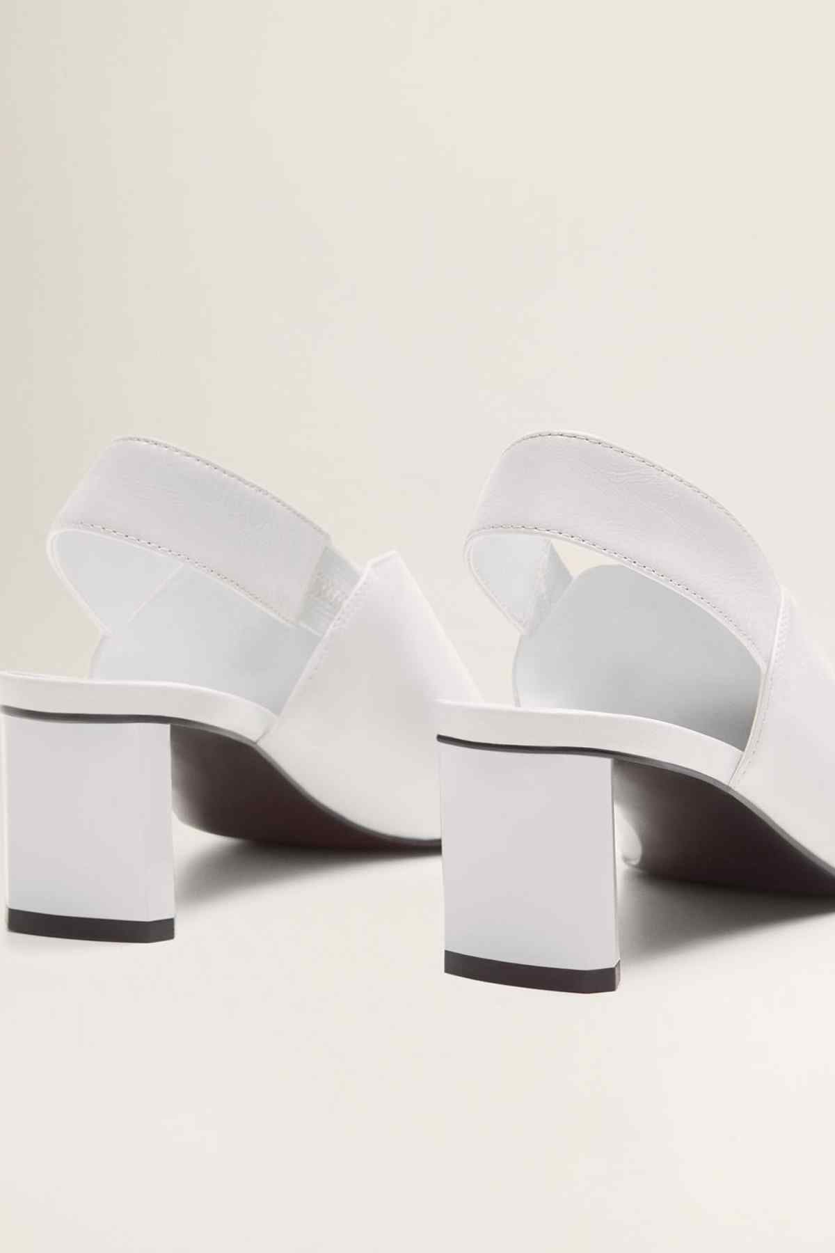 MANGO white block-heeled mules with open back and thick heel