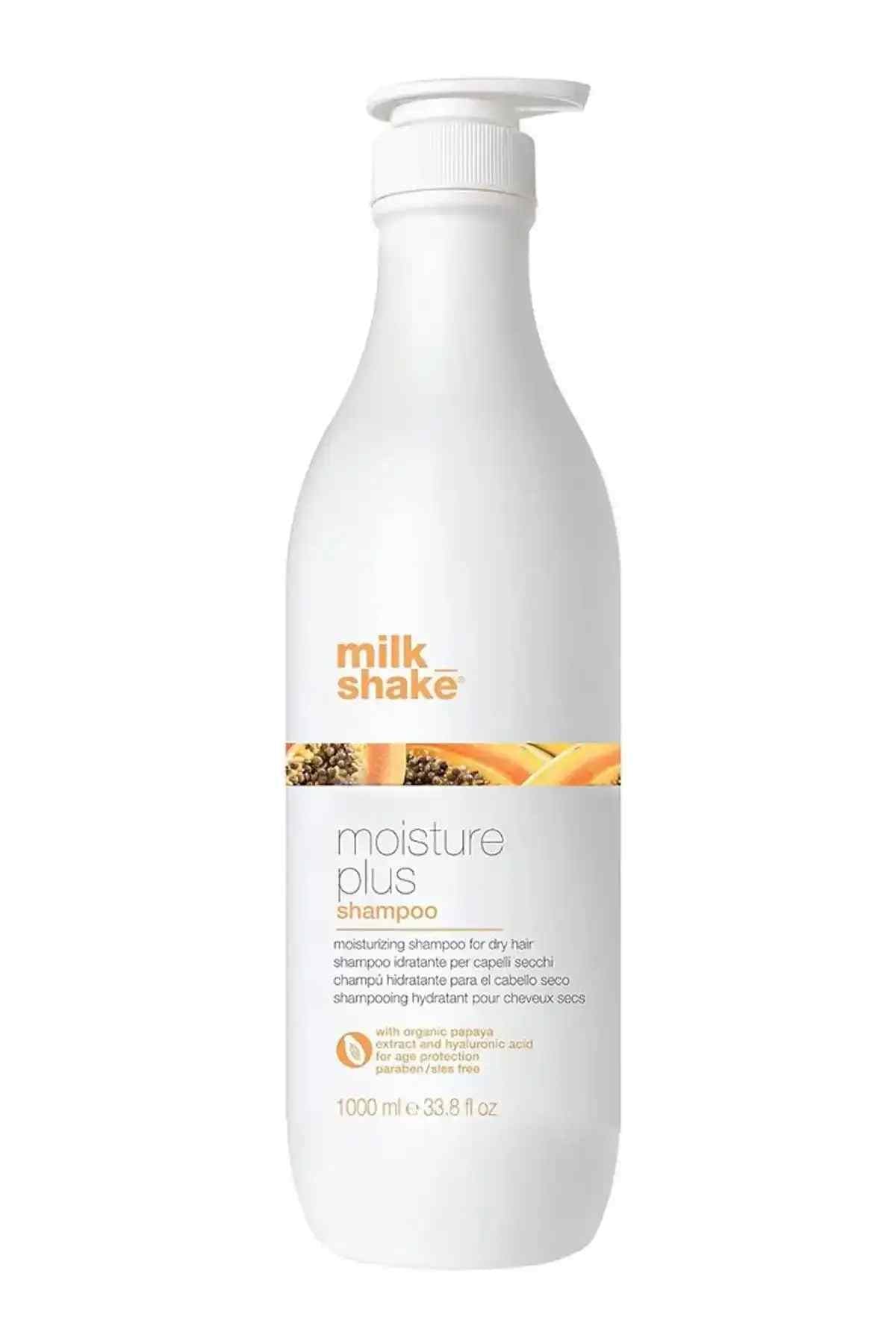 Milk_shake moisture plus shampoo bottle, white with orange label