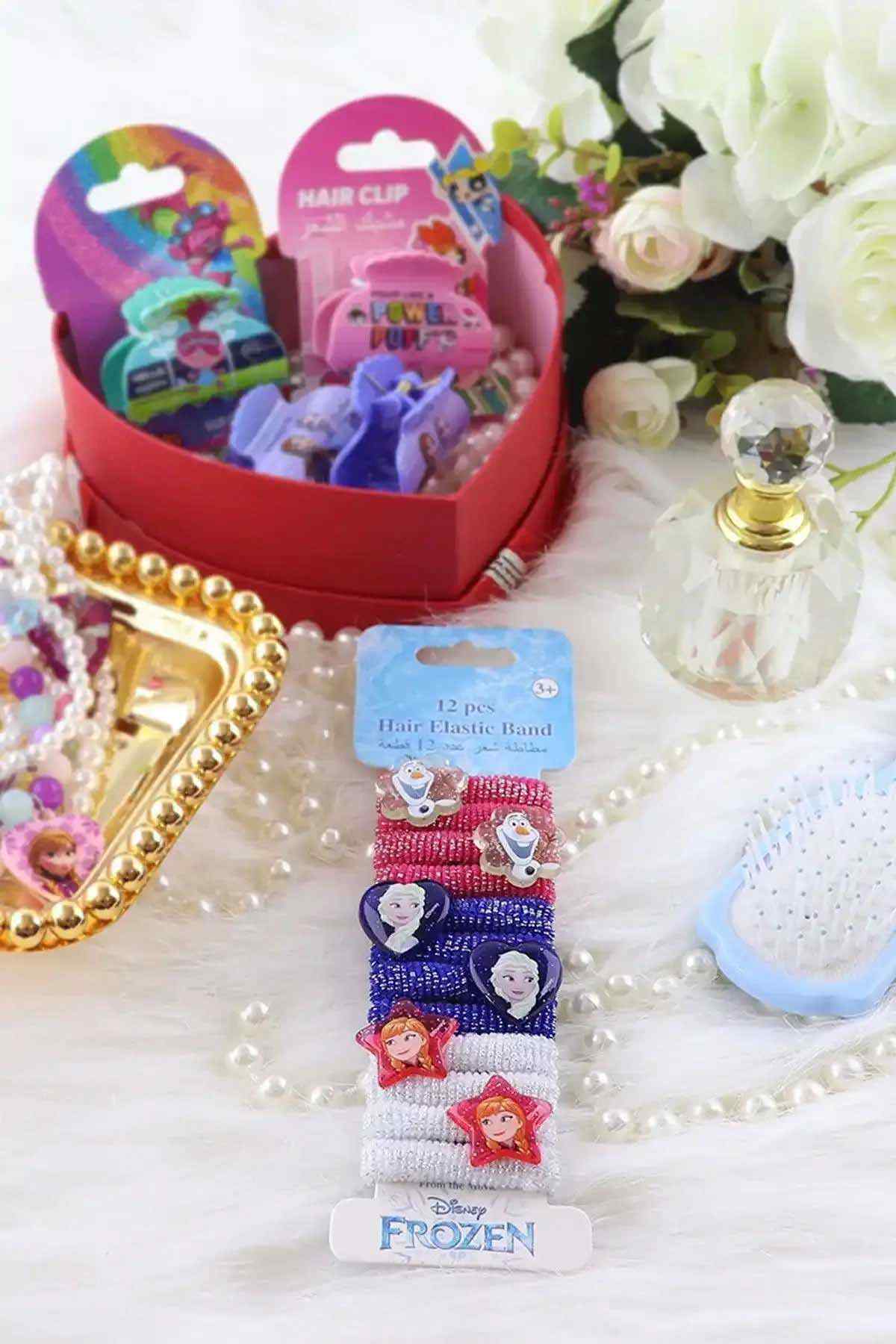 Frozen hair elastic band set in retail pack, multicolor character pattern