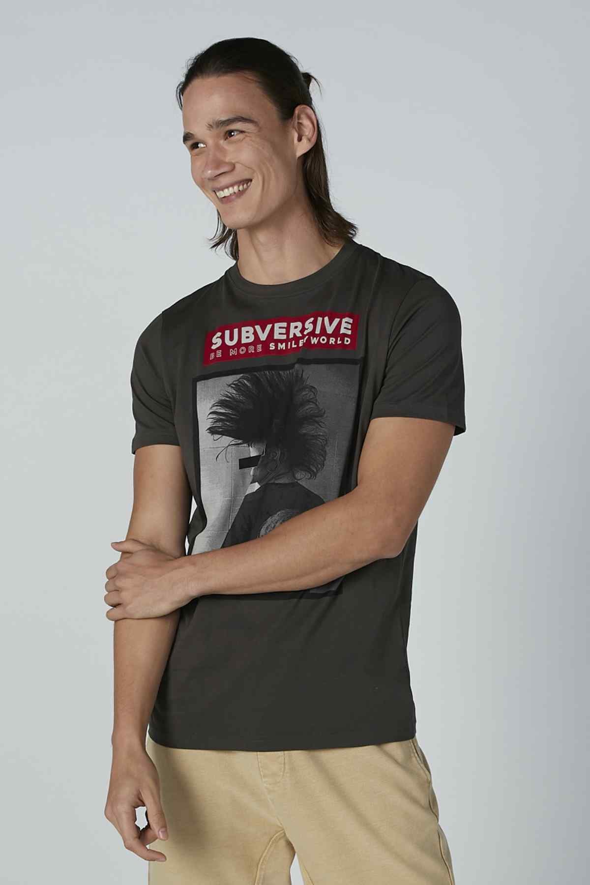 Splash graphic T-shirt, black with palm print