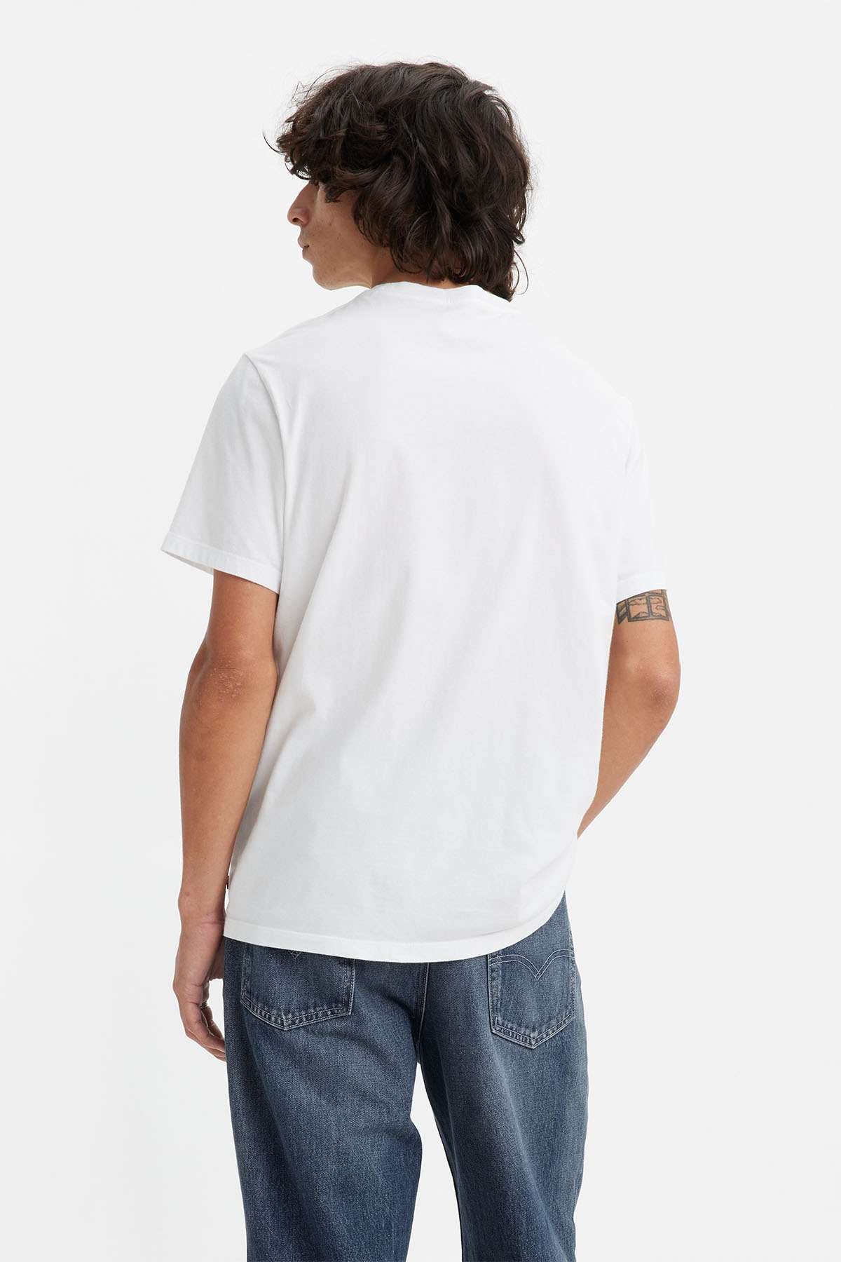 White crew-neck T-shirt, back view