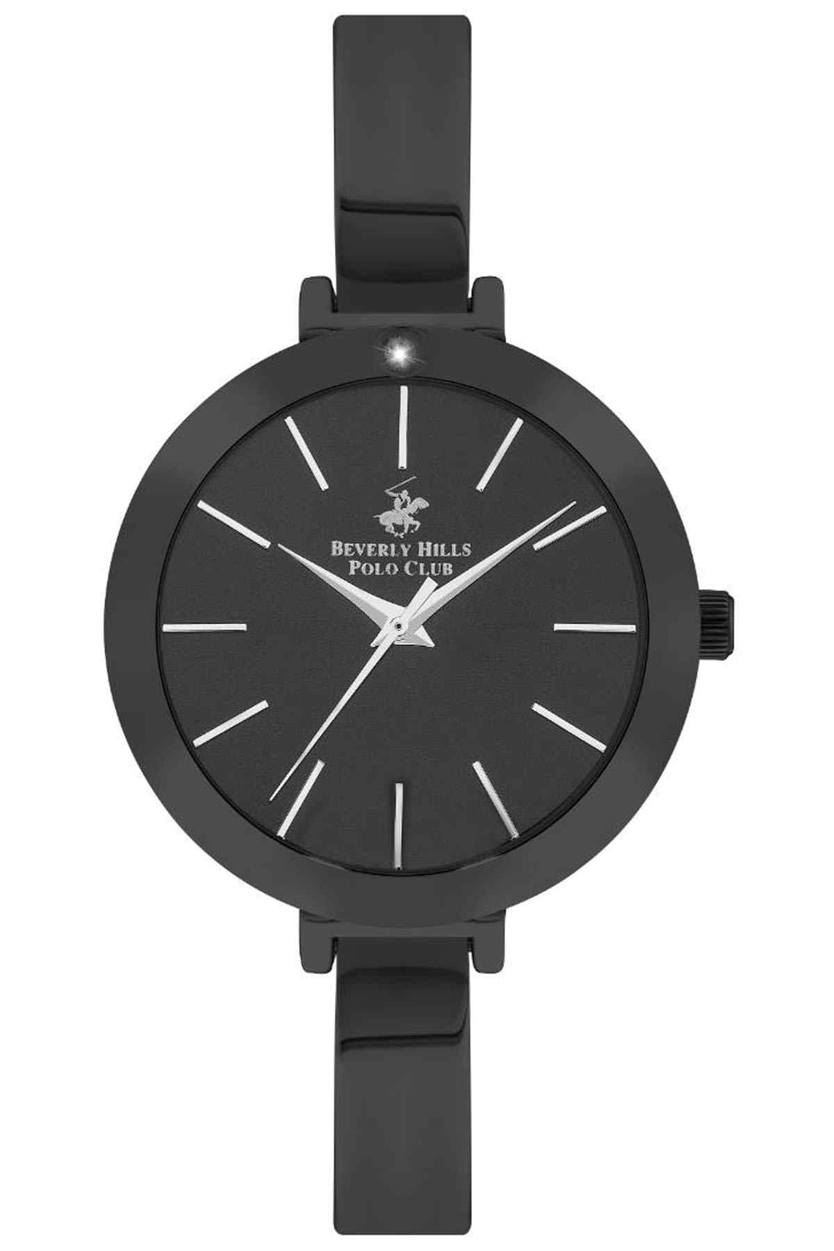BHPC black analog wristwatch with round dial and black strap