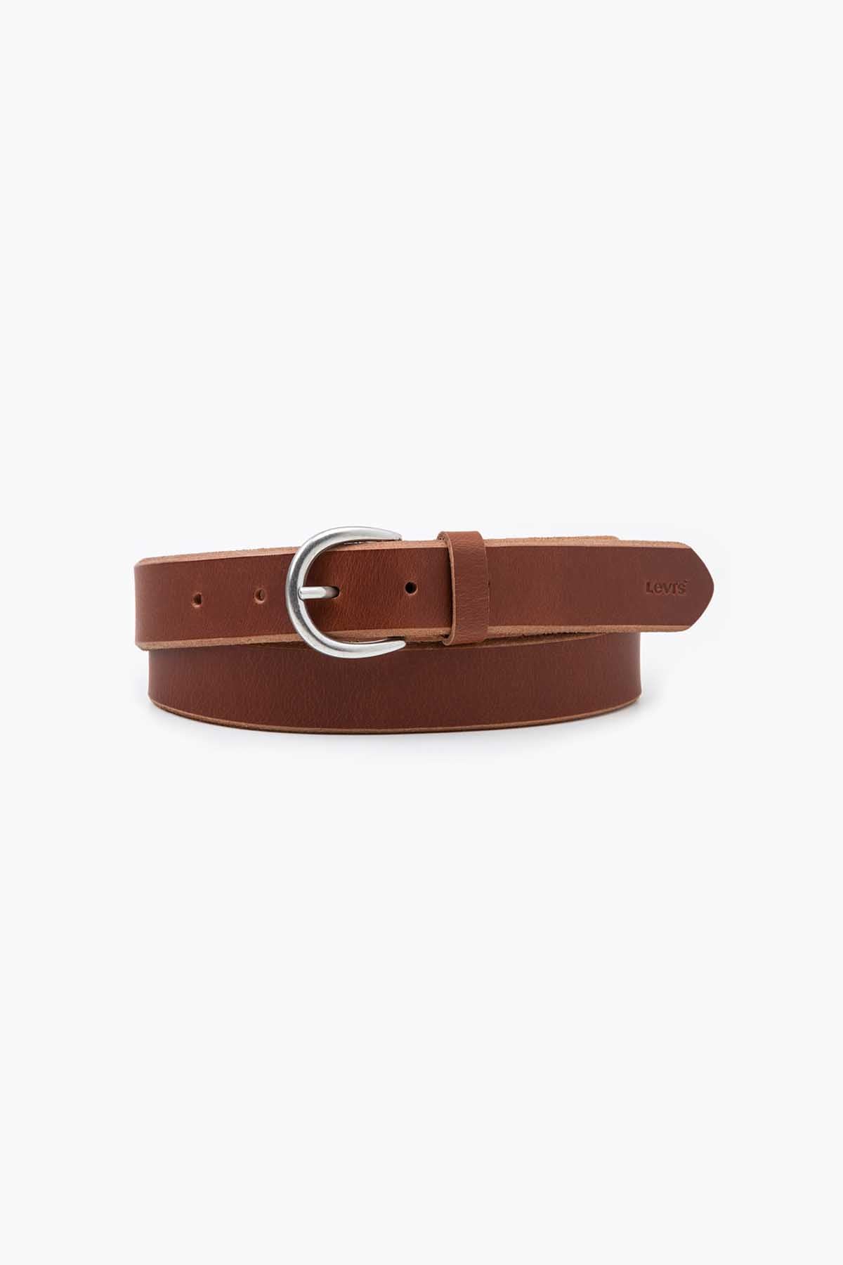 Levi's brown leather belt with silver buckle and adjustable holes