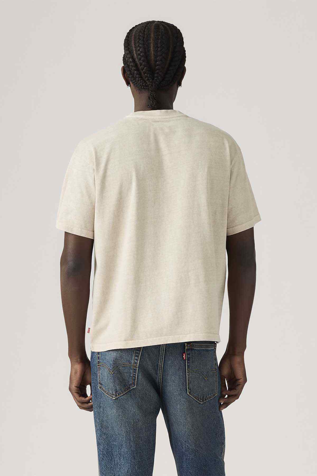 Levi's back view crew-neck T-shirt in light beige with short sleeves