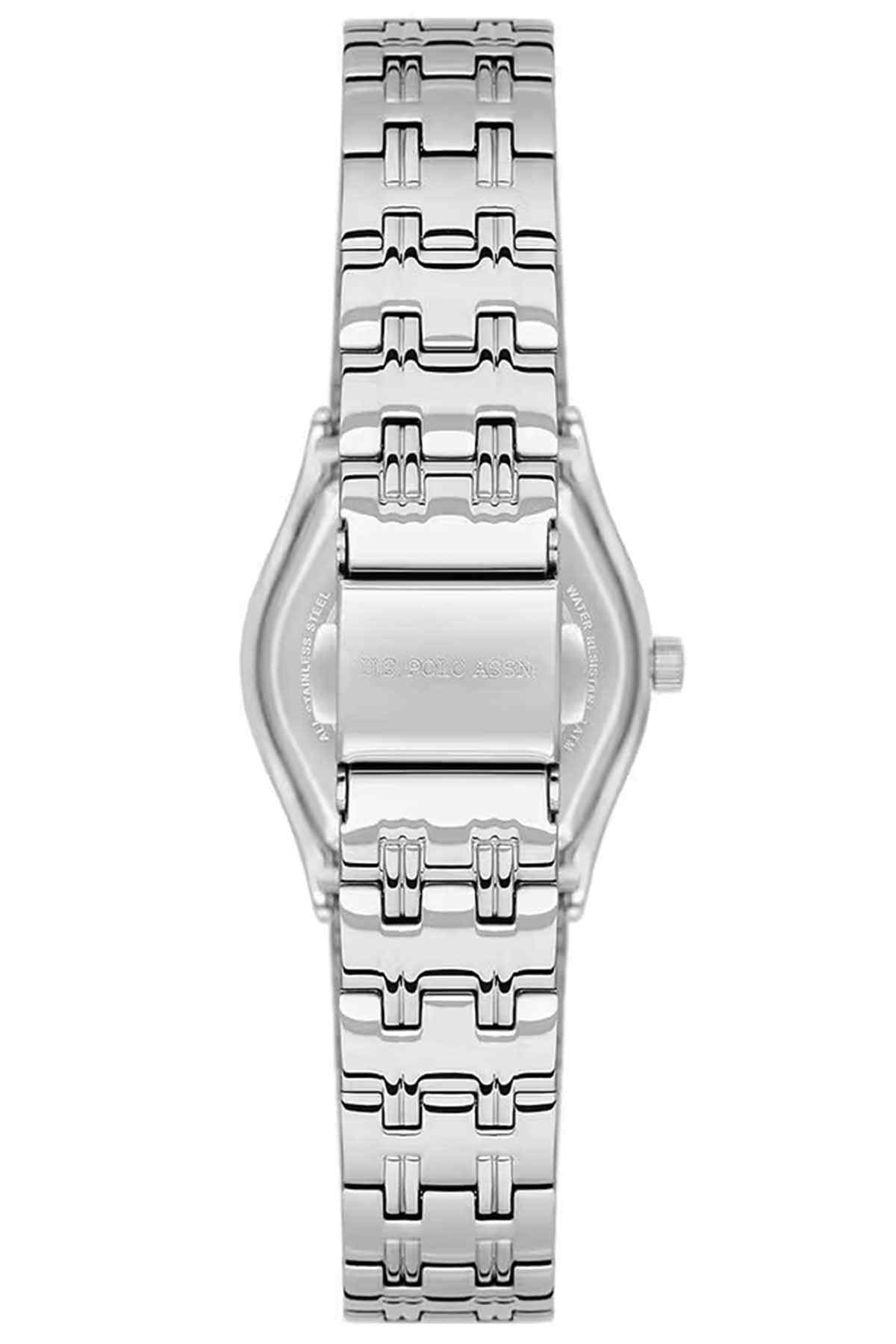 Stainless steel wristwatch with bracelet and silver case back