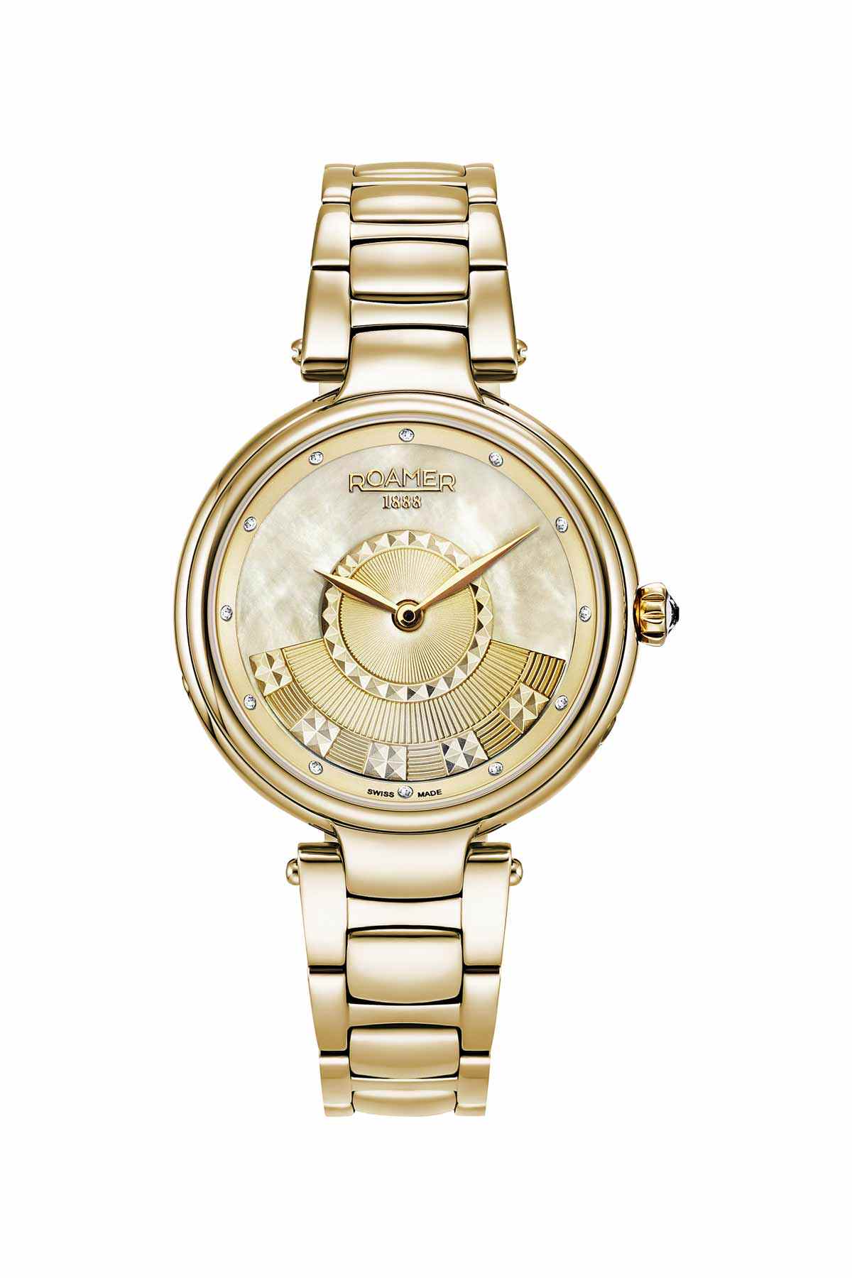 ROAMER golden round dial wristwatch with metal bracelet