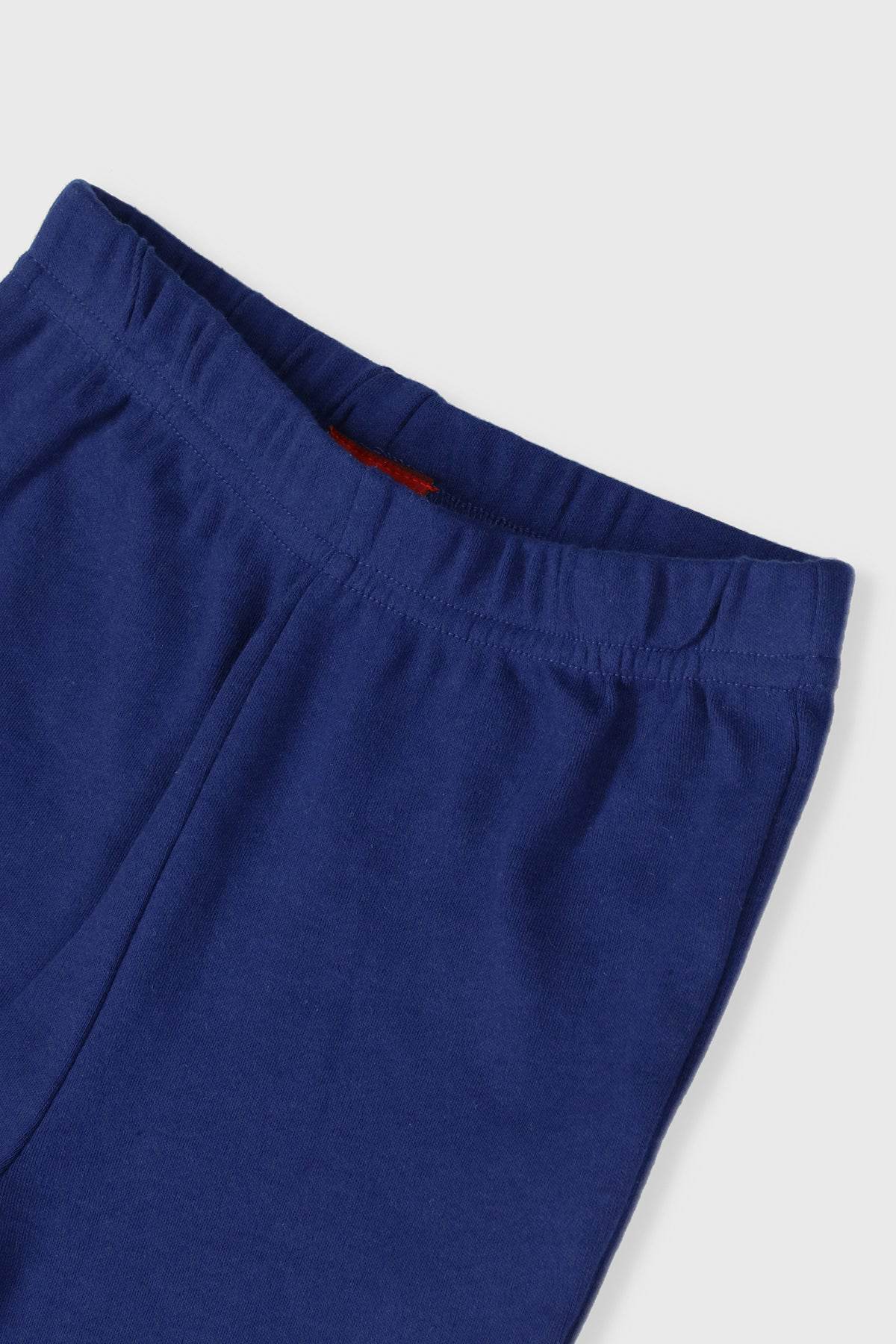 Navy kids jogger pants with elastic waistband and cuffed hems