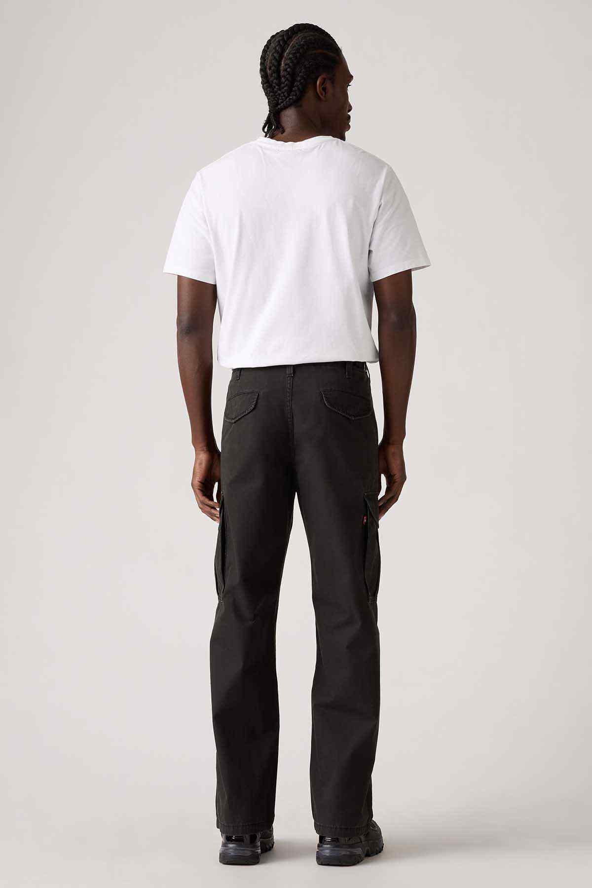 Levi's black cargo pants back view with rear pockets