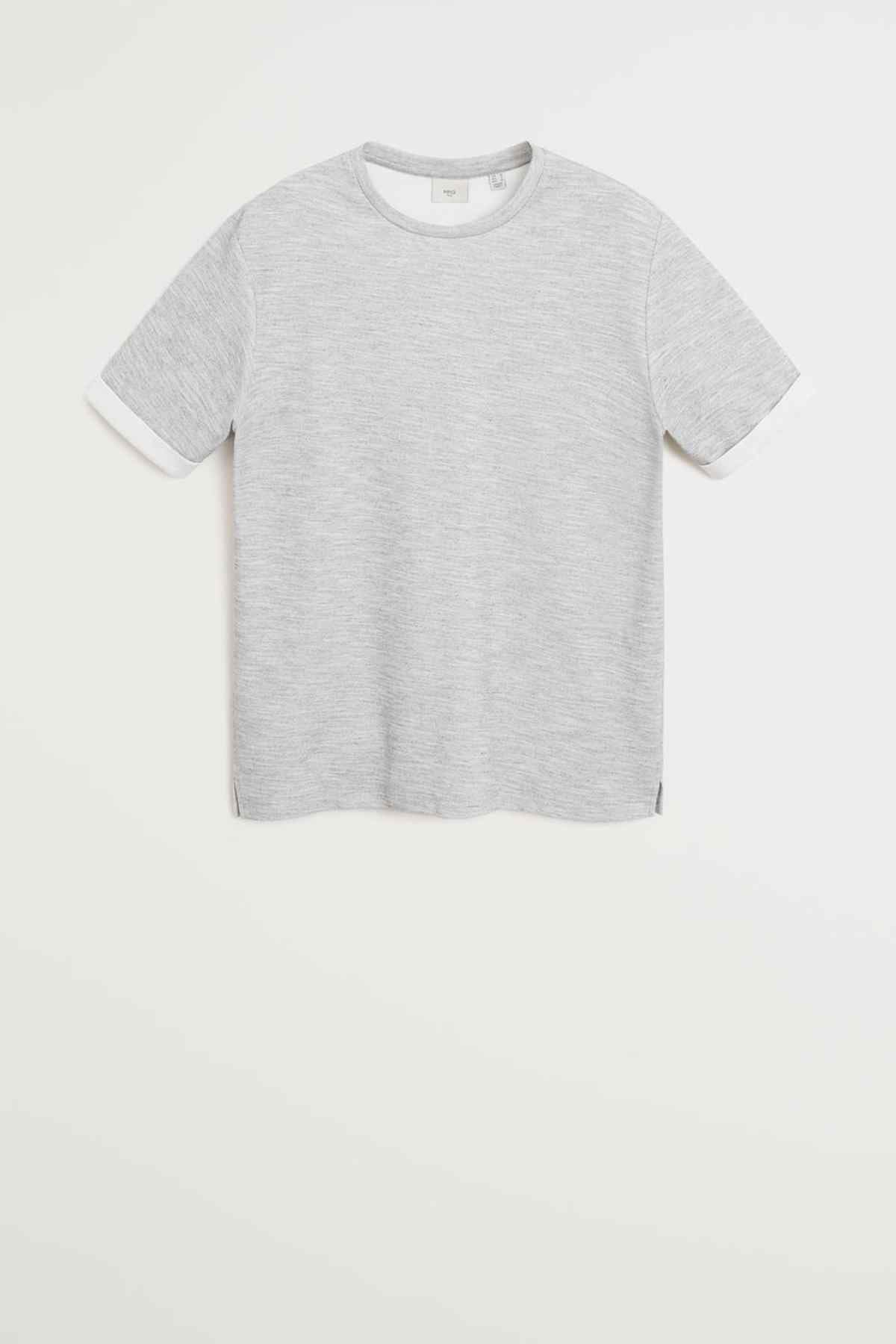 MANGO grey crew-neck T-shirt