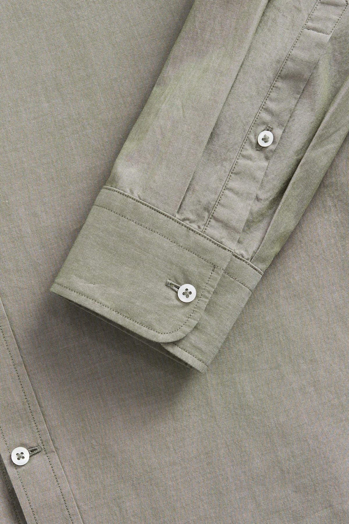 MANGO khaki button-up shirt cuff with two-button detail