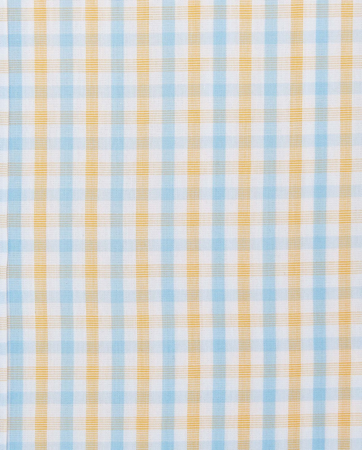 Camicissima orange-and-blue checked shirt fabric close-up