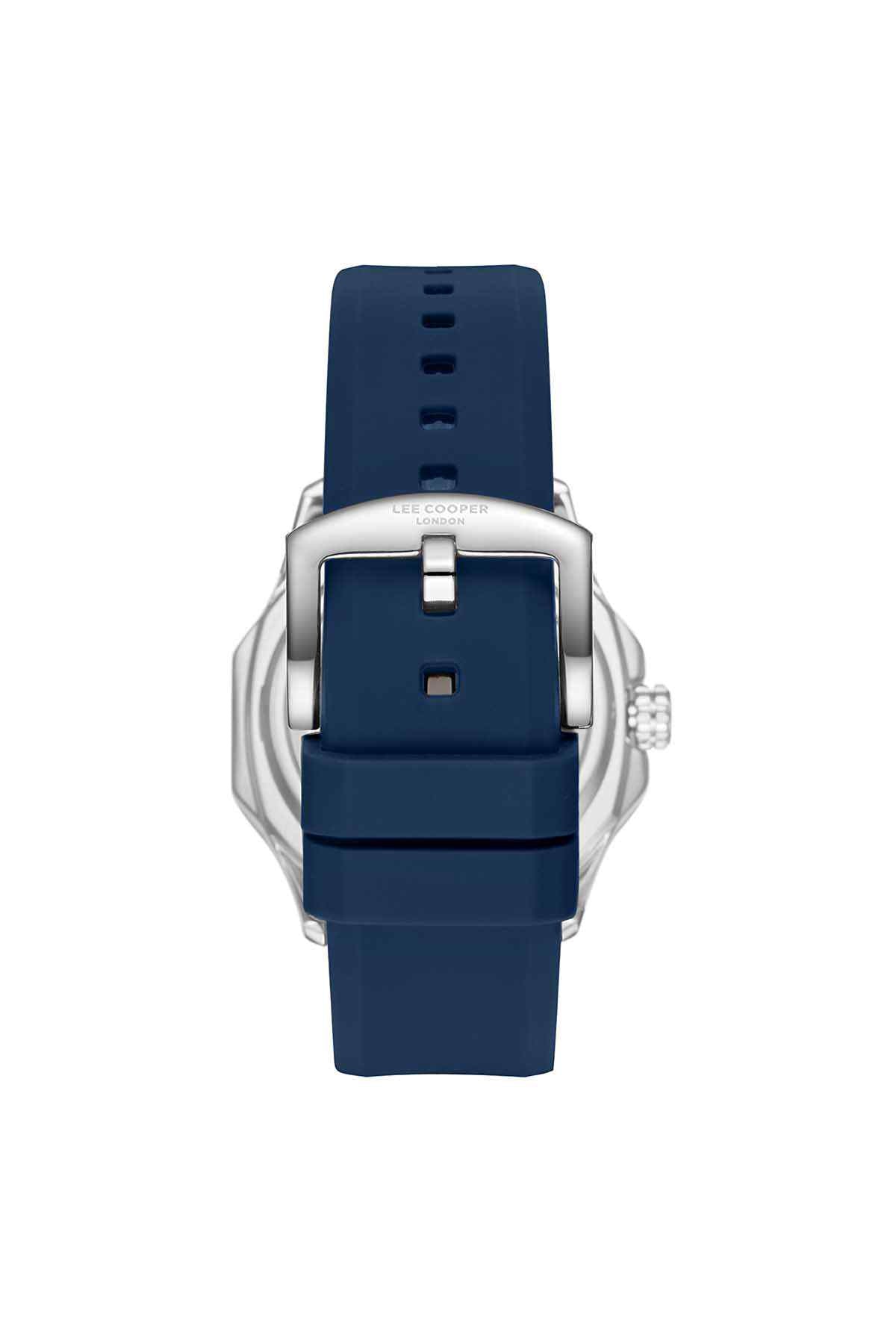 Lee Cooper men's wristwatch with dark blue strap and metal clasp