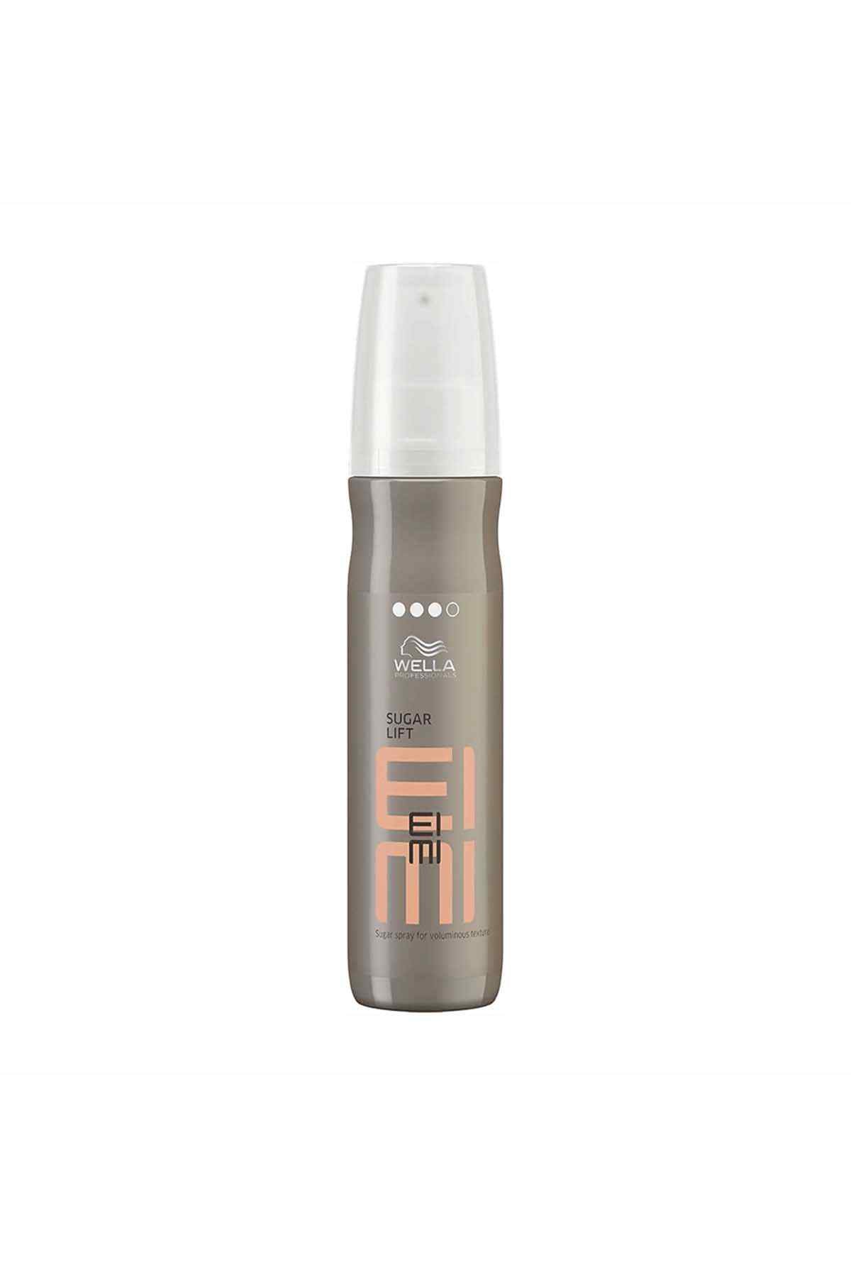 Wella spray bottle with pump, metallic gray body and clear cap