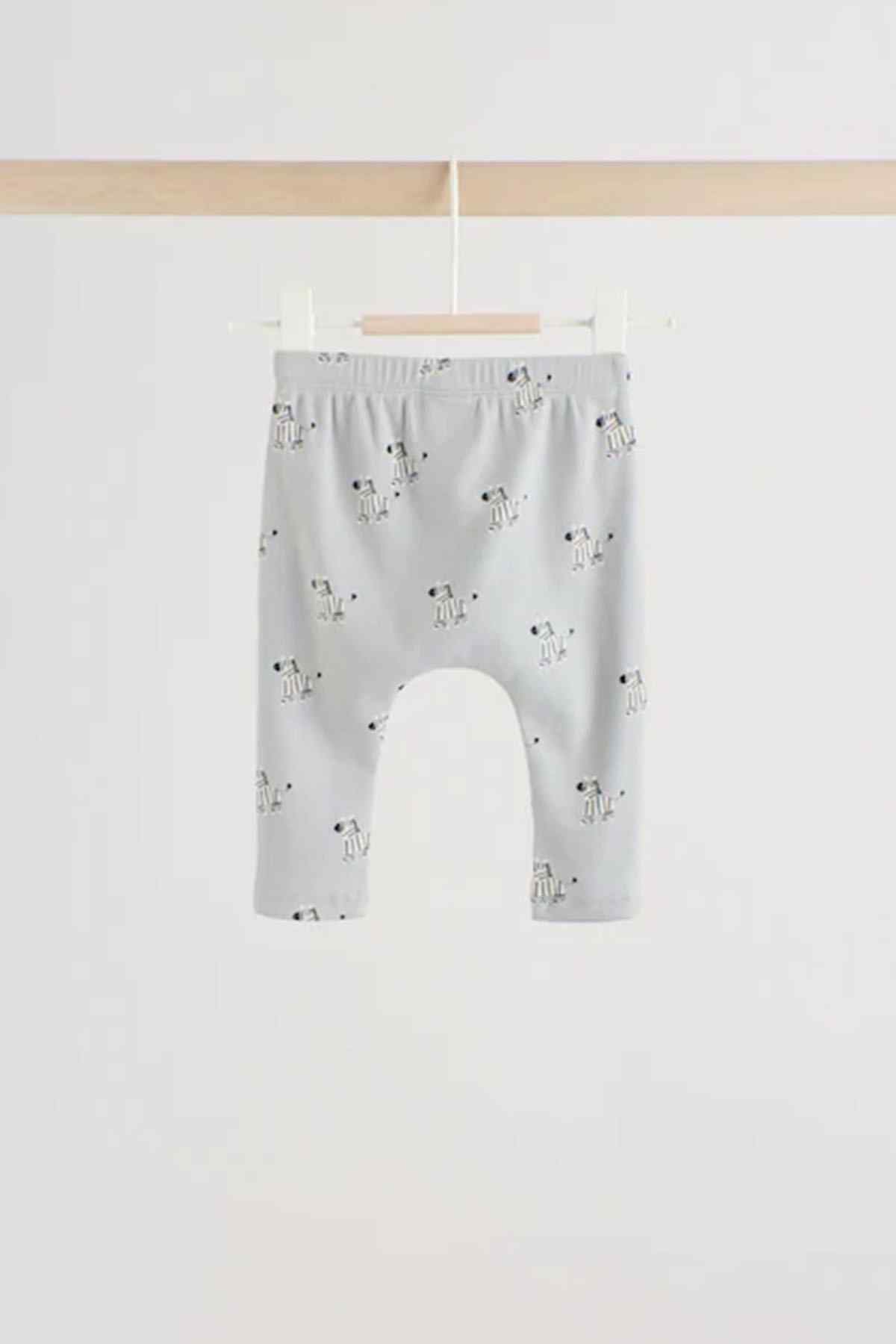 Kids jogger pants, light gray, elastic waistband, relaxed fit, safari animal repeat pattern