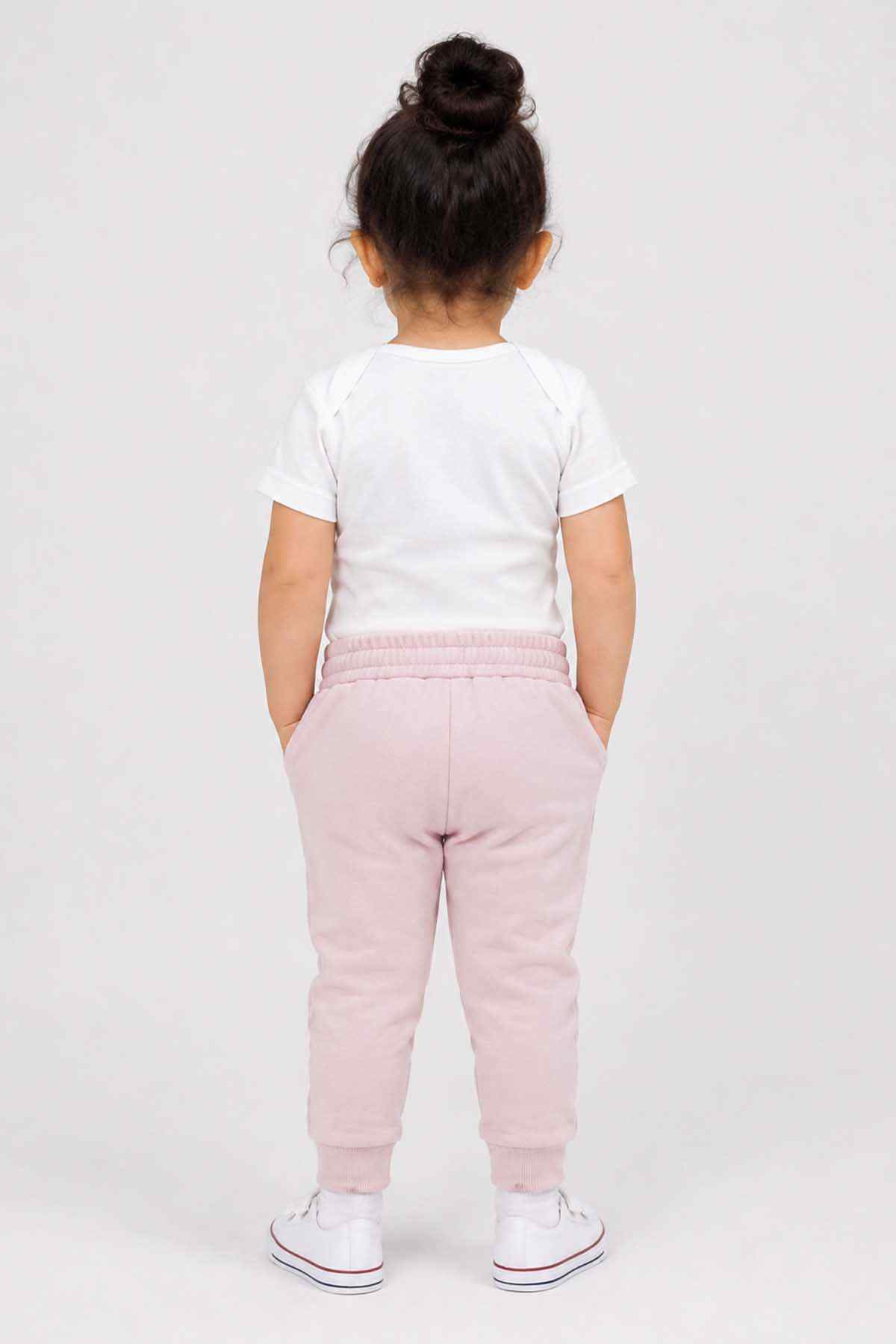 BABYSHOP baby T-shirt and pink jogger pants, back view
