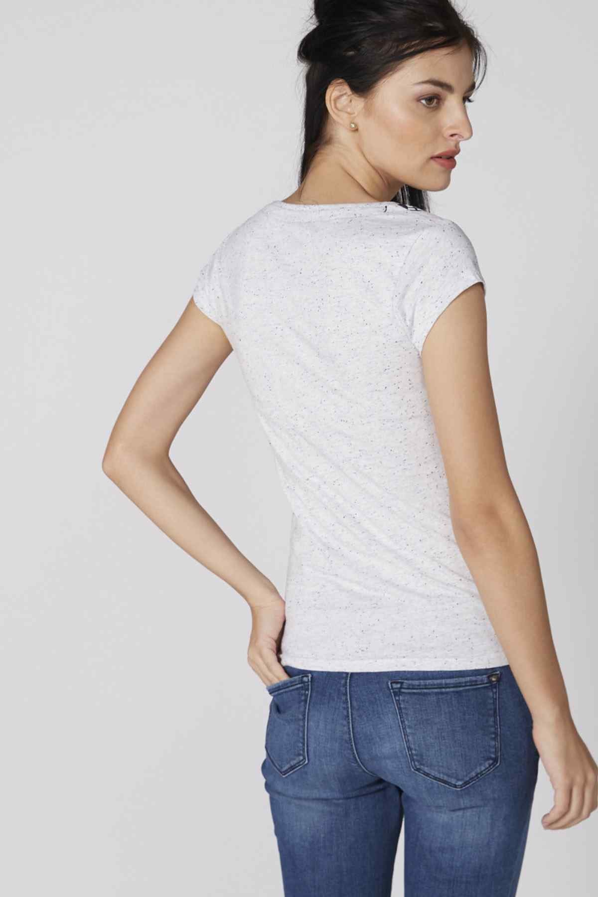 White heather T-shirt for kids with short sleeves and crew neck