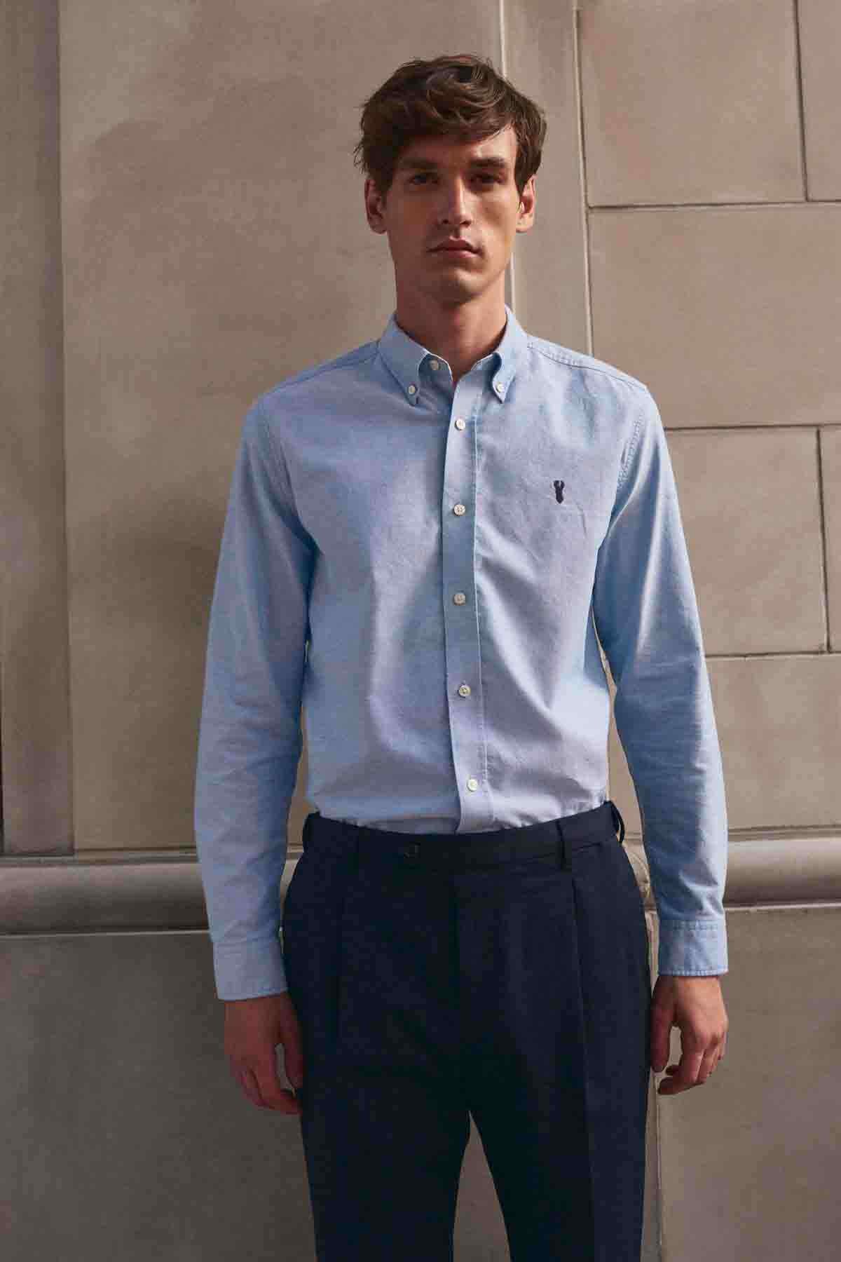 NEXT light blue button-down shirt with long sleeves and a pointed collar