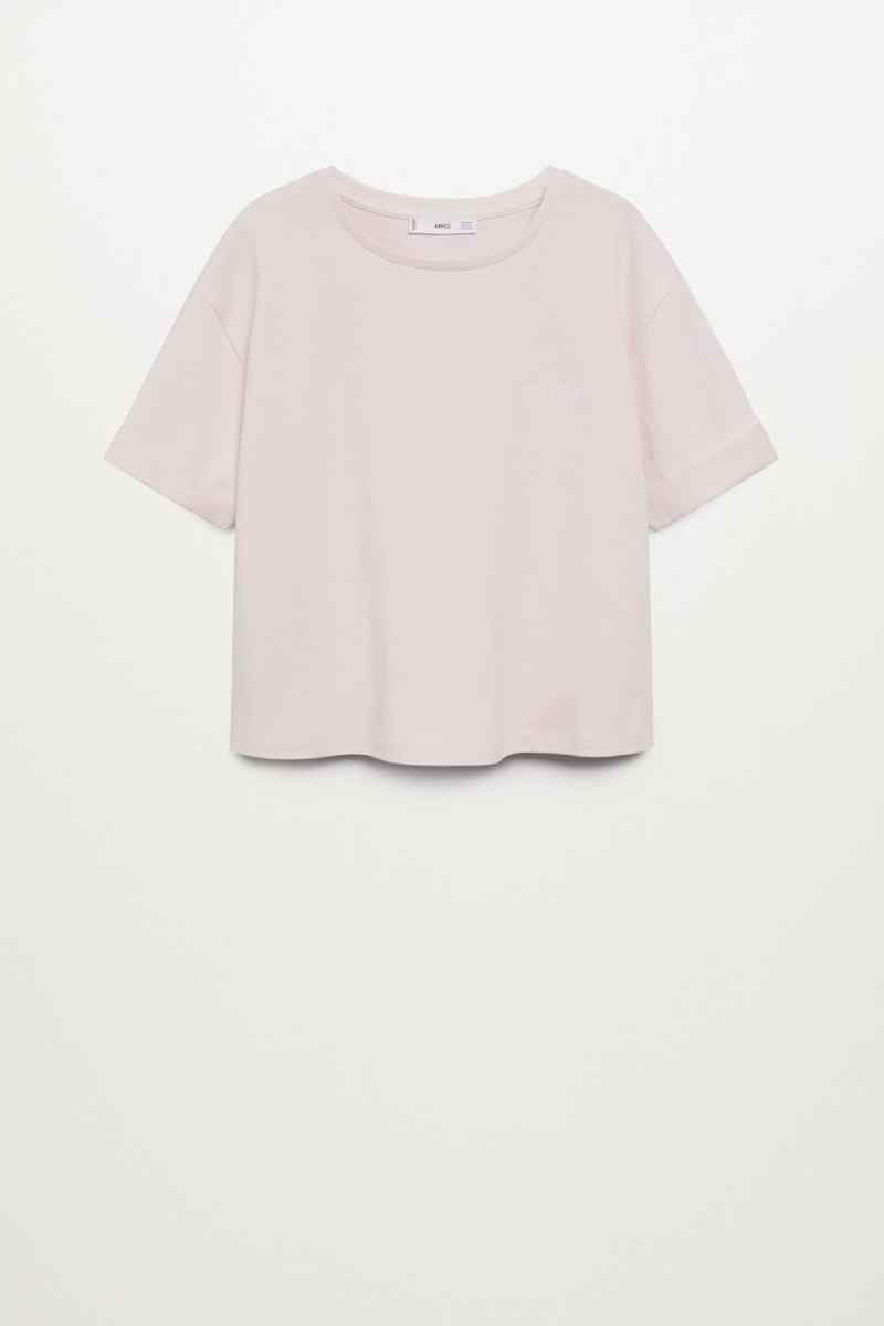 Pastel pink crew-neck short-sleeve T-shirt by MANGO