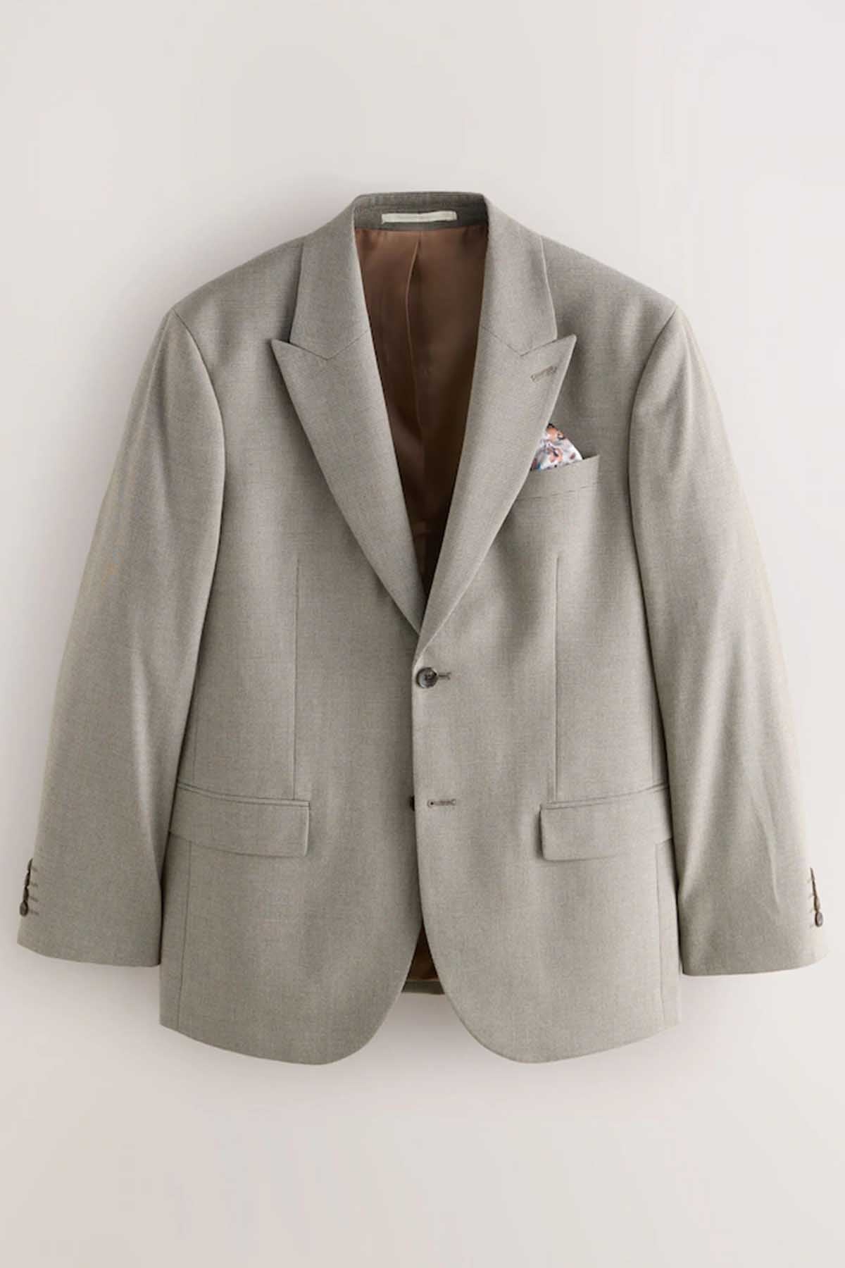 NEXT men's blazer in light neutral with notch lapels and button front