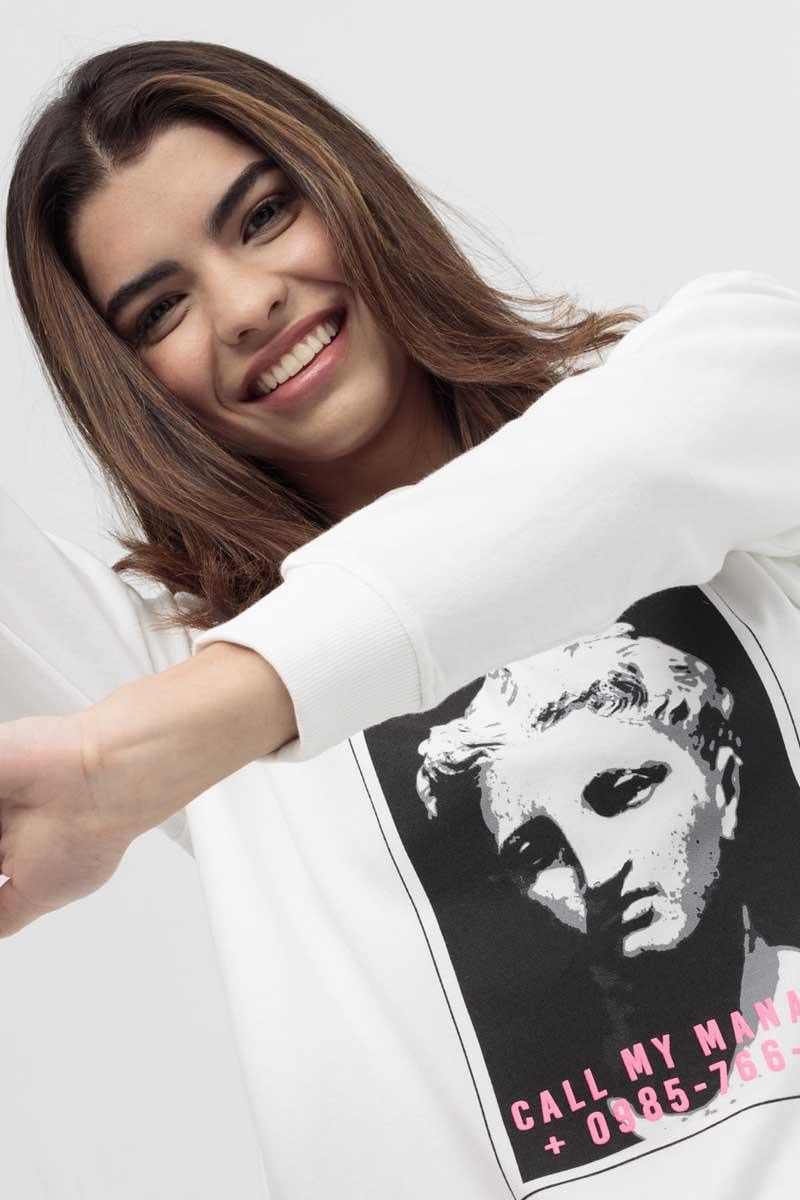 Graphic Sweatshirt For Women - White