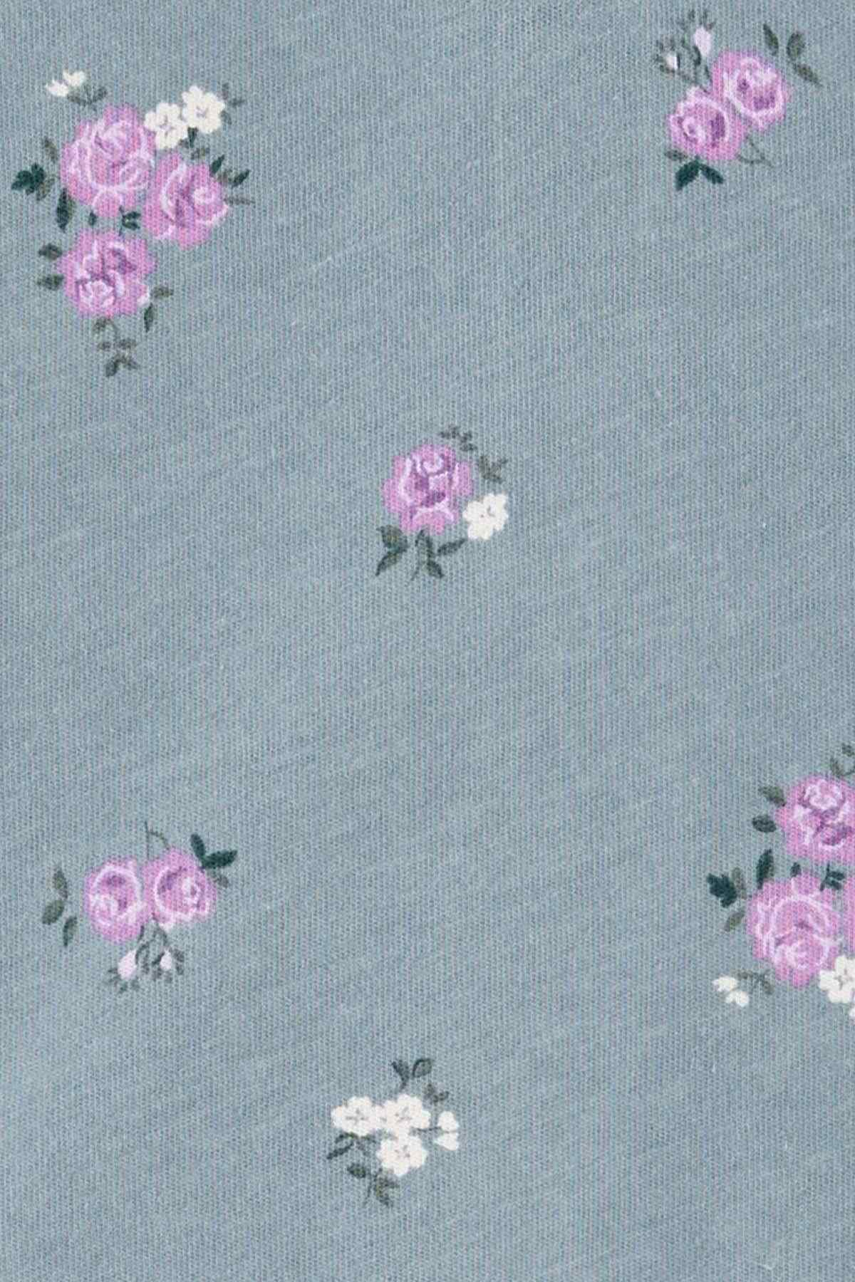 CARTER'S light blue knit with scattered pink and white floral pattern
