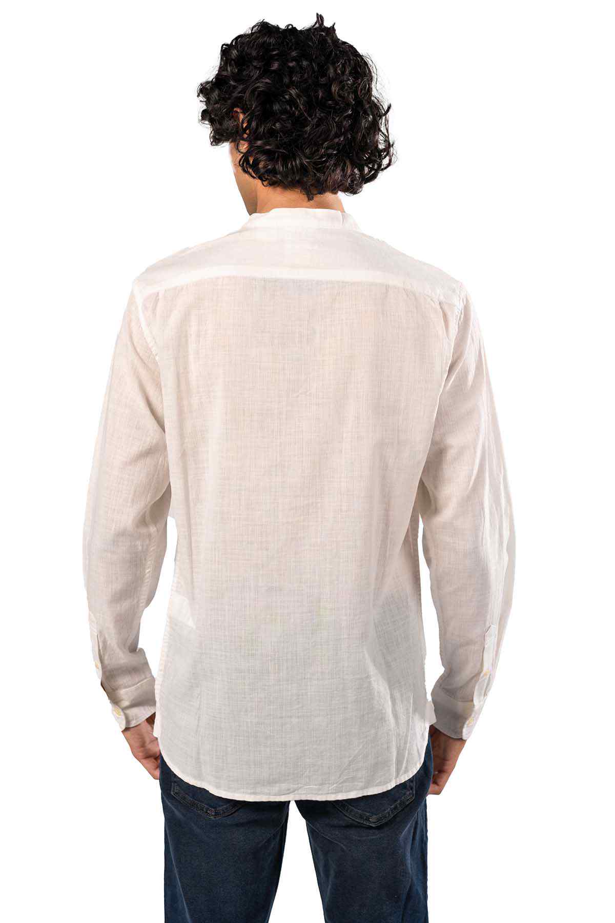 Levi's white button-up shirt with long sleeves, back view