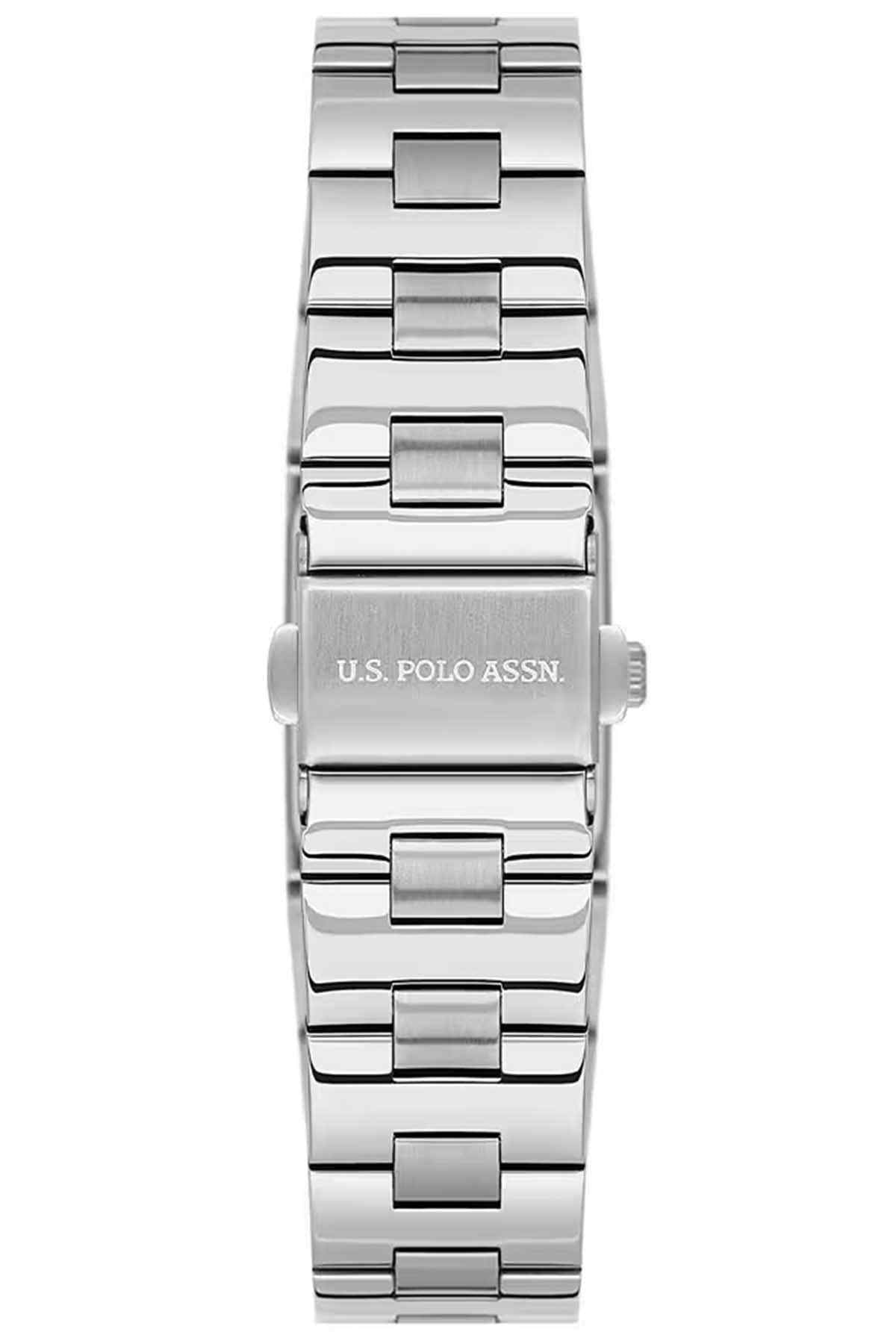 U.S. Polo Assn stainless steel wristwatch with blue dial and brand logo