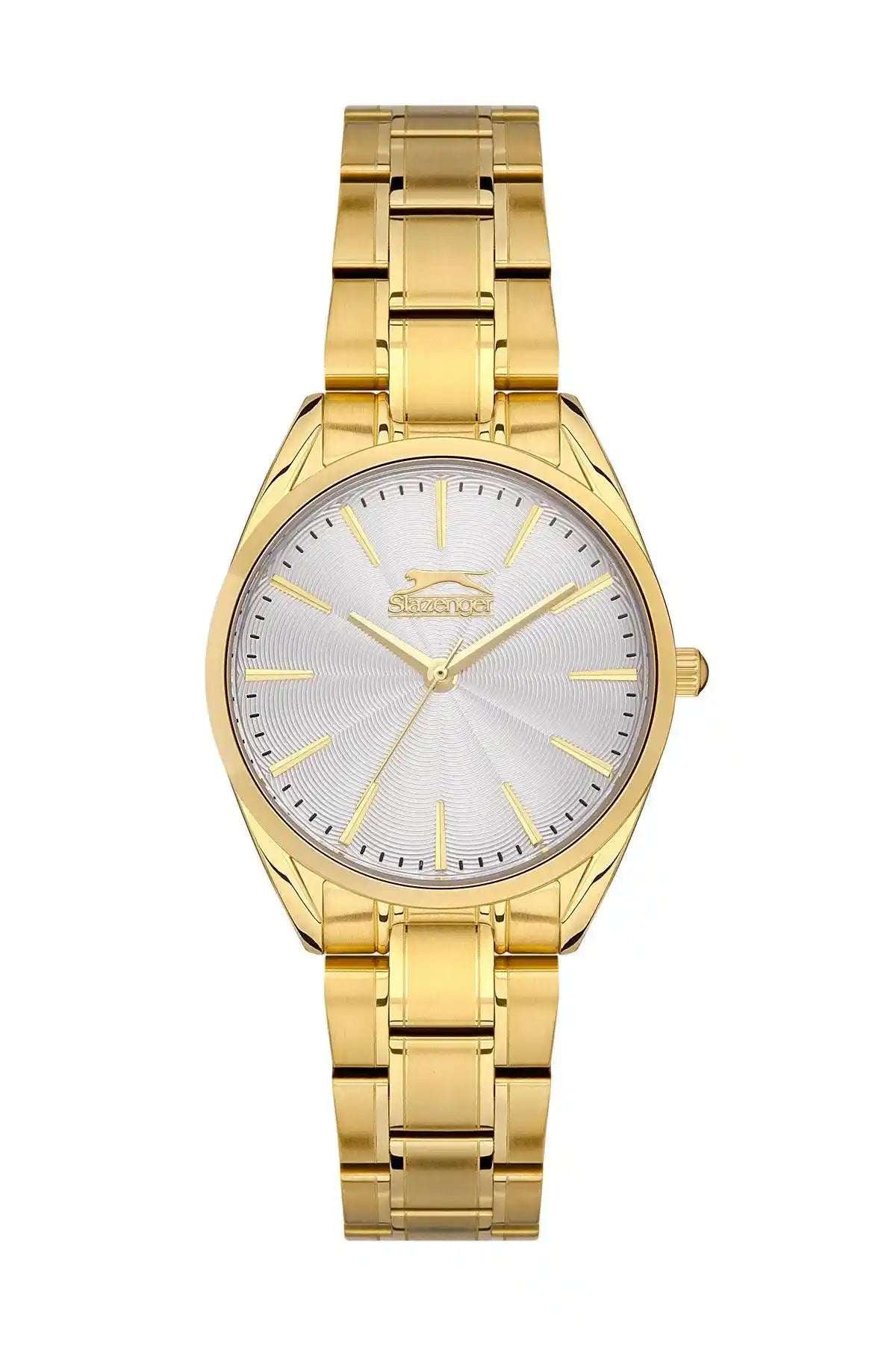 SLAZENGER gold-tone metal wristwatch with white dial and gold hands