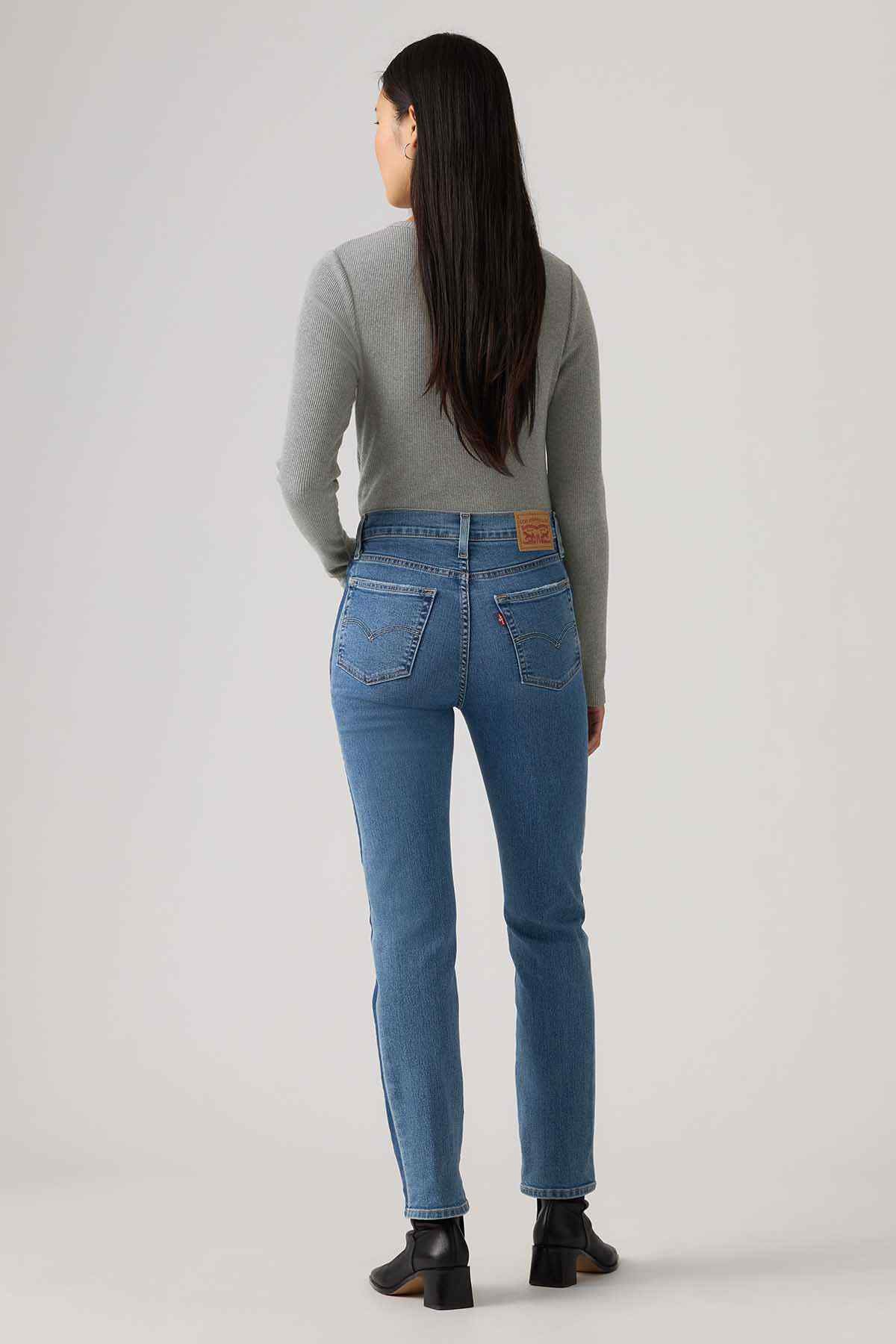 Levi's mid indigo straight-leg jeans with back pockets