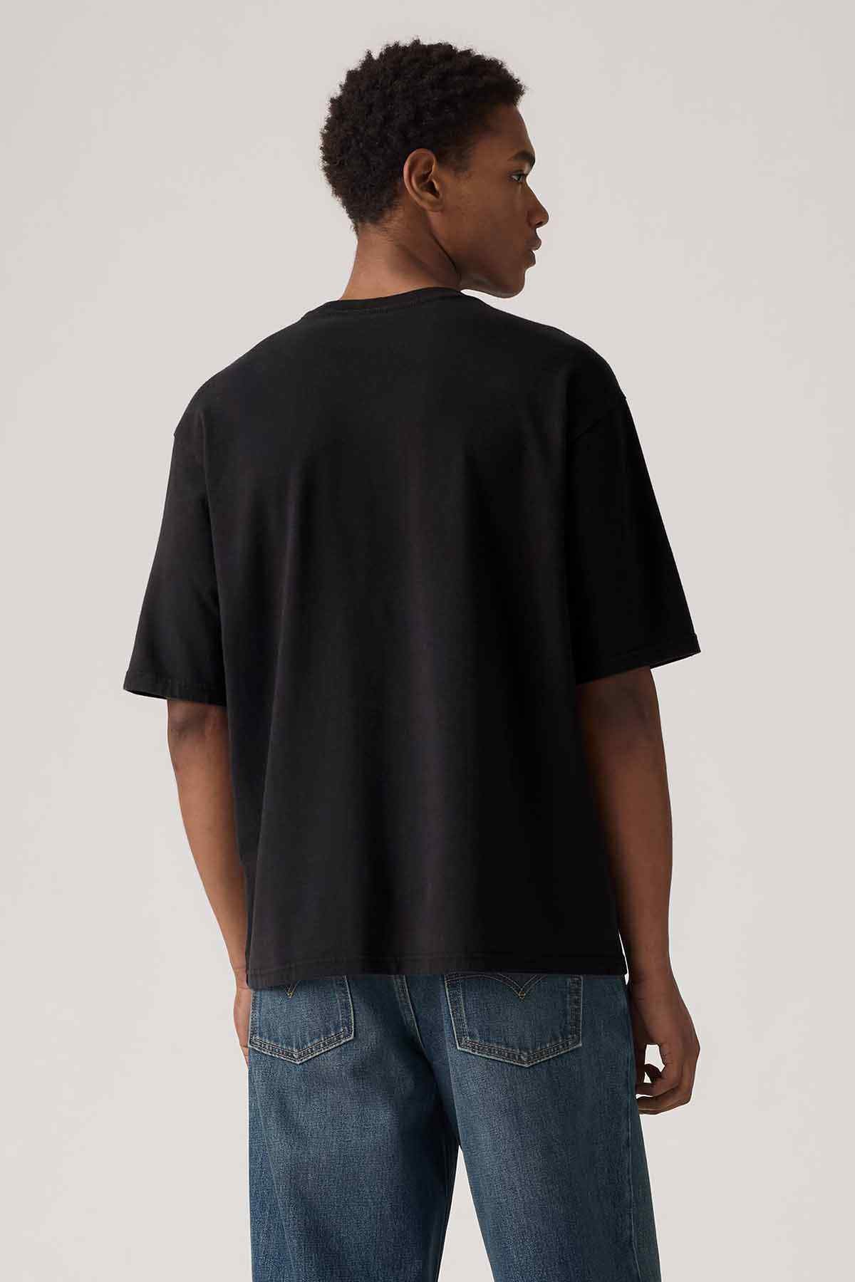 Black crew-neck T-shirt, short-sleeve back view