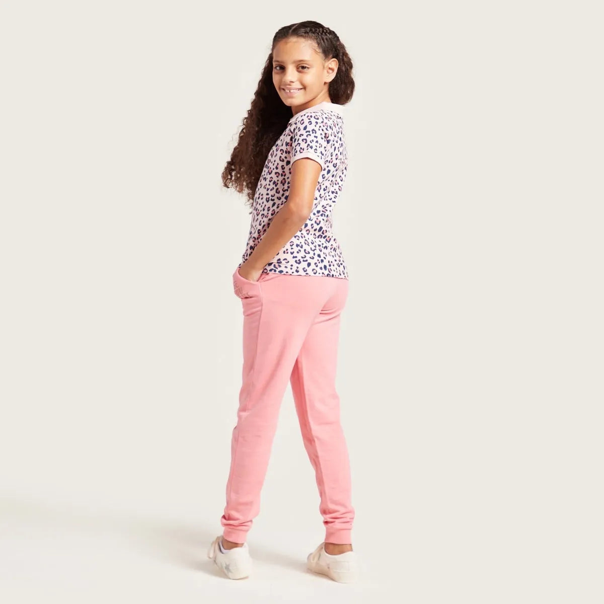 BABYSHOP pink jogger pants with tapered legs and elastic ankle cuffs