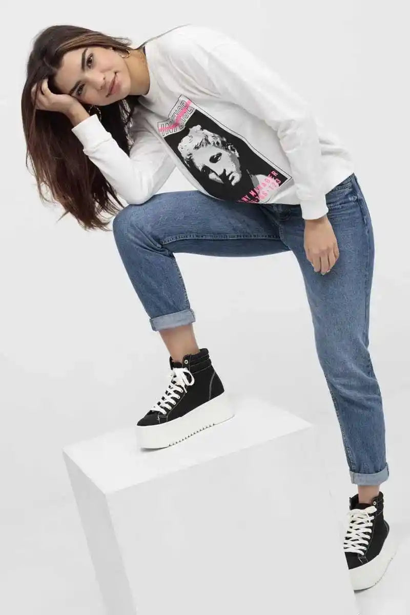 Graphic Sweatshirt For Women - White